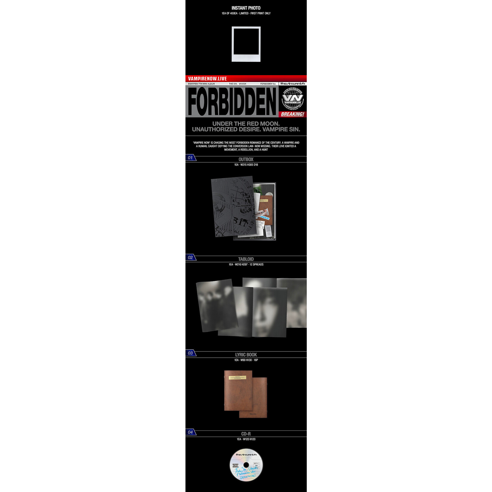 Enhypen [LUCKY DRAW] ENHYPEN - 7TH MINI ALBUM [THE SIN : VANISH] (Photobook Ver.) + Random Photocard (APPLE MUSIC)