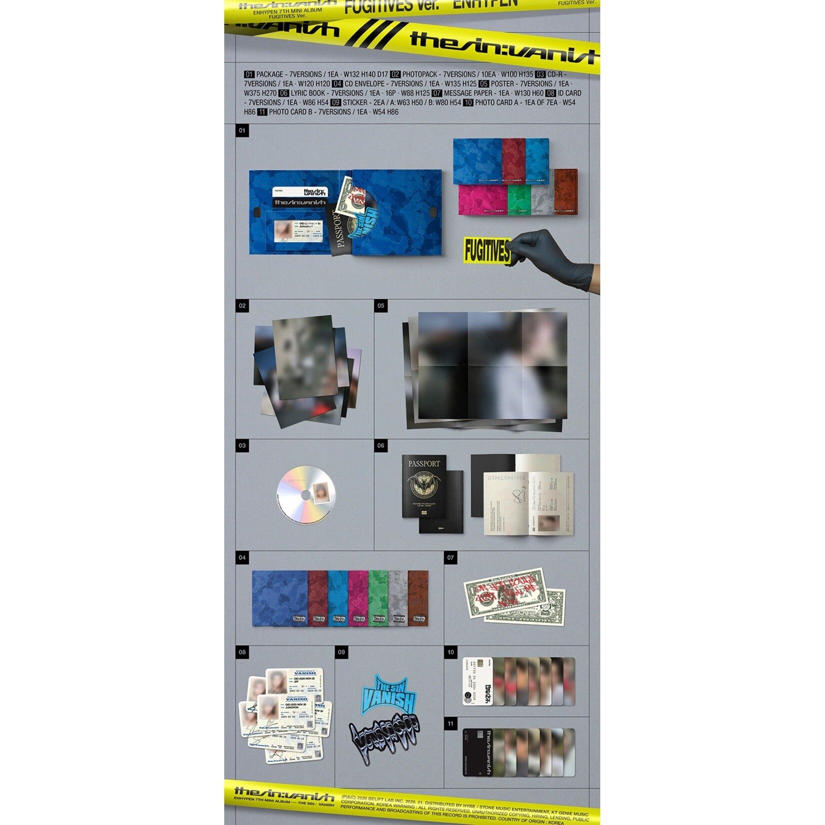 Enhypen [STUDIO CHOOM] ENHYPEN - 7TH MINI ALBUM [THE SIN : VANISH] (FUGITIVES VER.) + Random Photocard (WS)