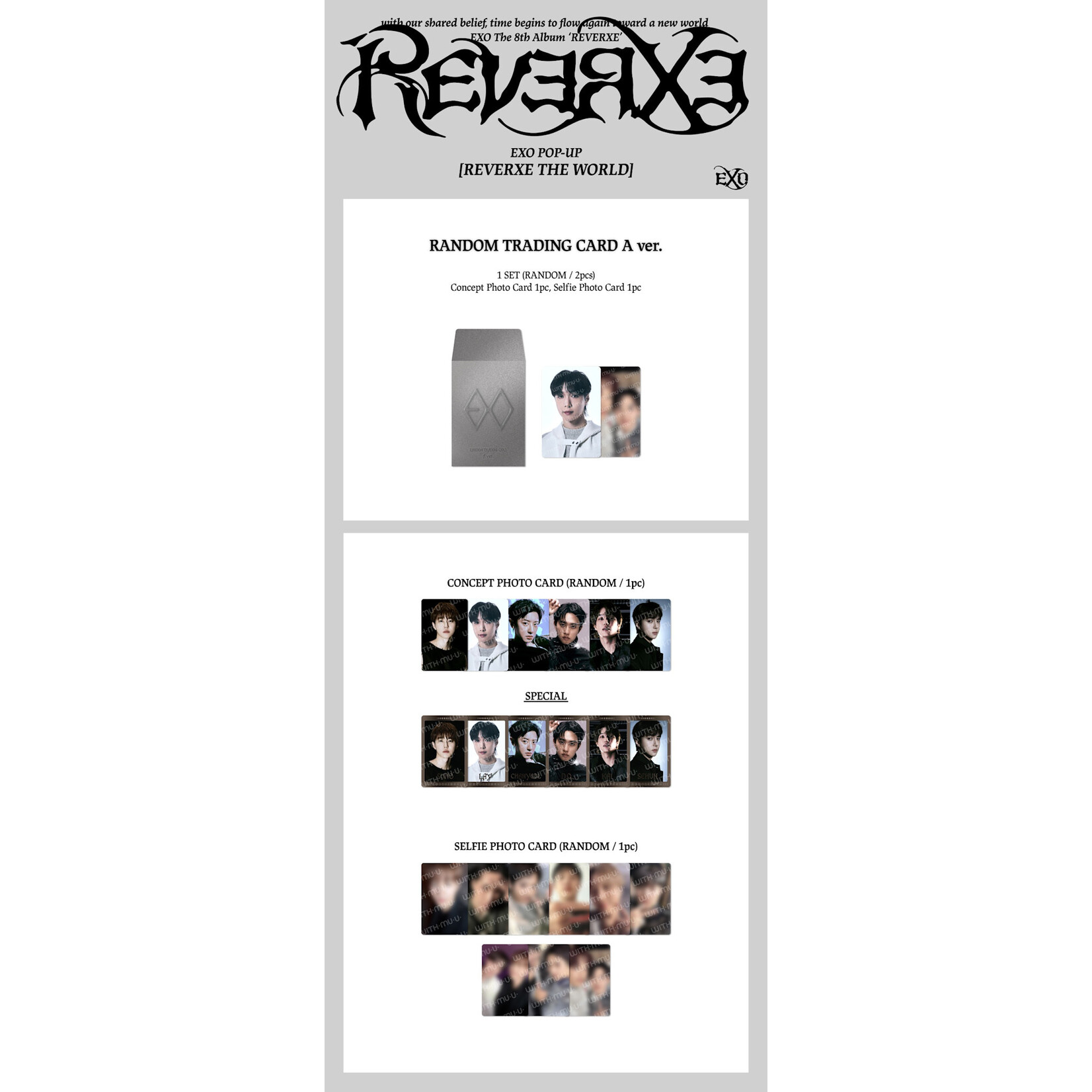 EXO EXO - 2026 EXO POP-UP [REVERXE THE WORLD] OFFICIAL MD : RANDOM TRADING CARD SET