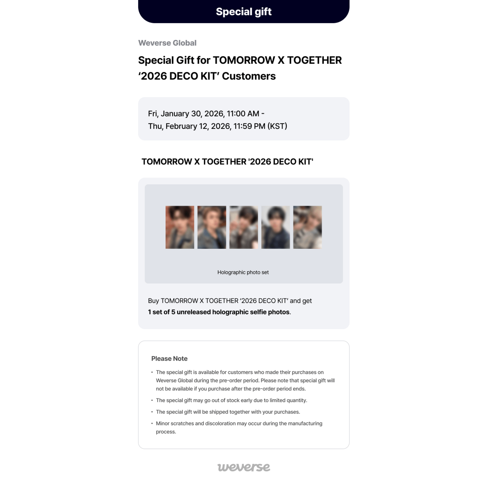 TXT TOMORROW X TOGETHER - 2026 DECO KIT + Weverse Gift (WS)