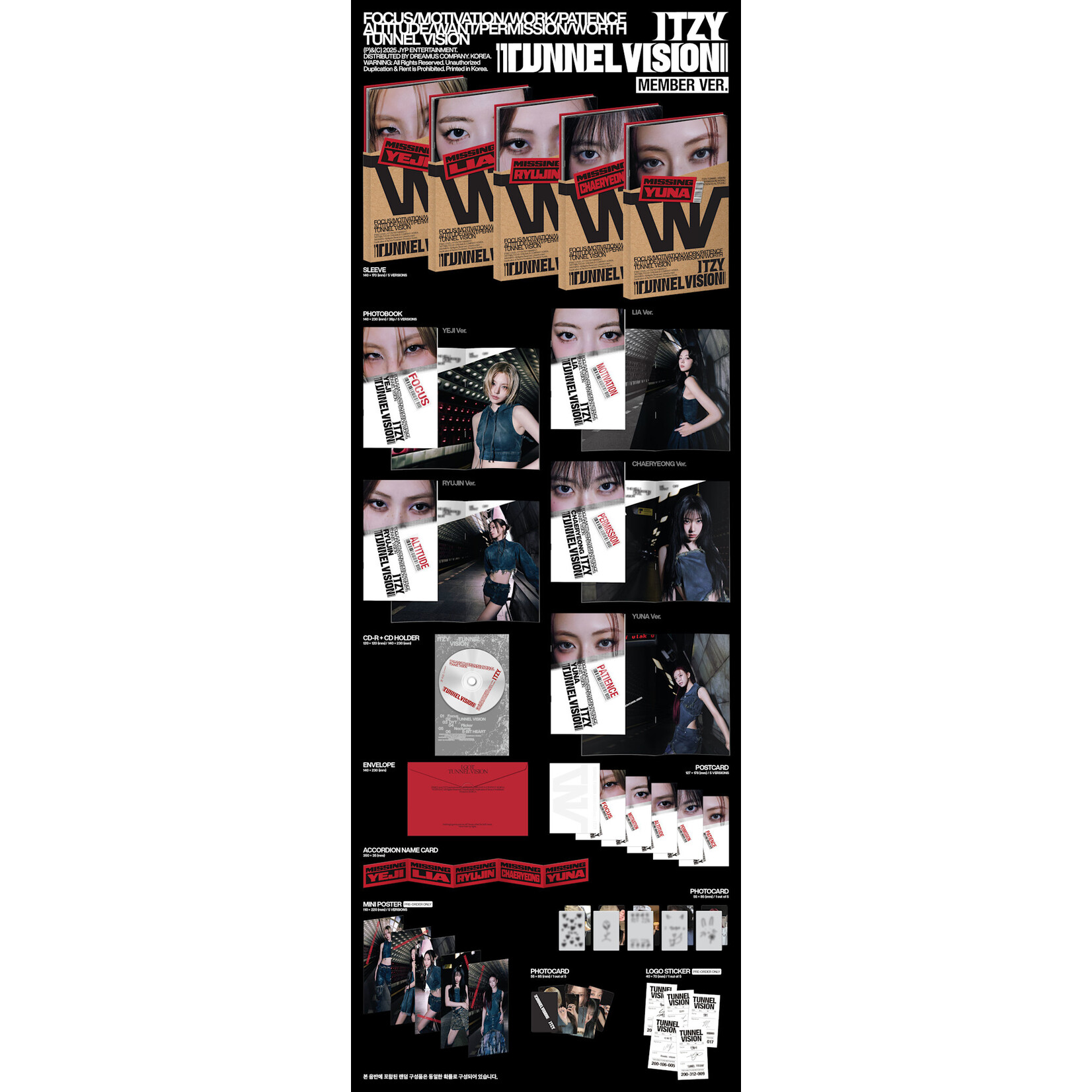 Itzy [SPECIAL KIT EVENT] ITZY - TUNNEL VISION (Member Ver.) + Random Photocard (MAKESTAR)