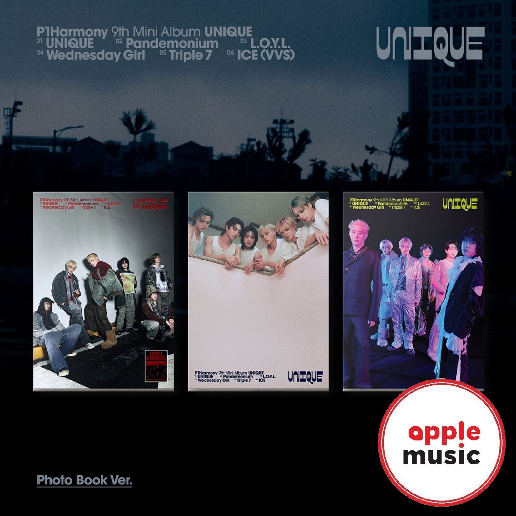 P1Harmony P1HARMONY - 9TH MINI ALBUM [UNIQUE] (Photobook Ver.) + Random Photocard (APPLE MUSIC)