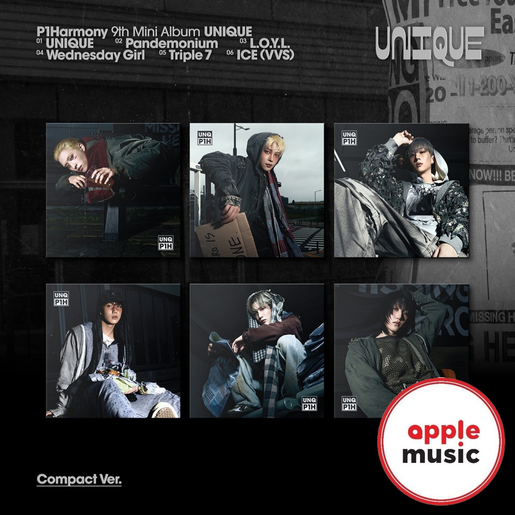 P1Harmony P1HARMONY - 9TH MINI ALBUM [UNIQUE] (Compact Ver.) + Random Photocard (APPLE MUSIC)
