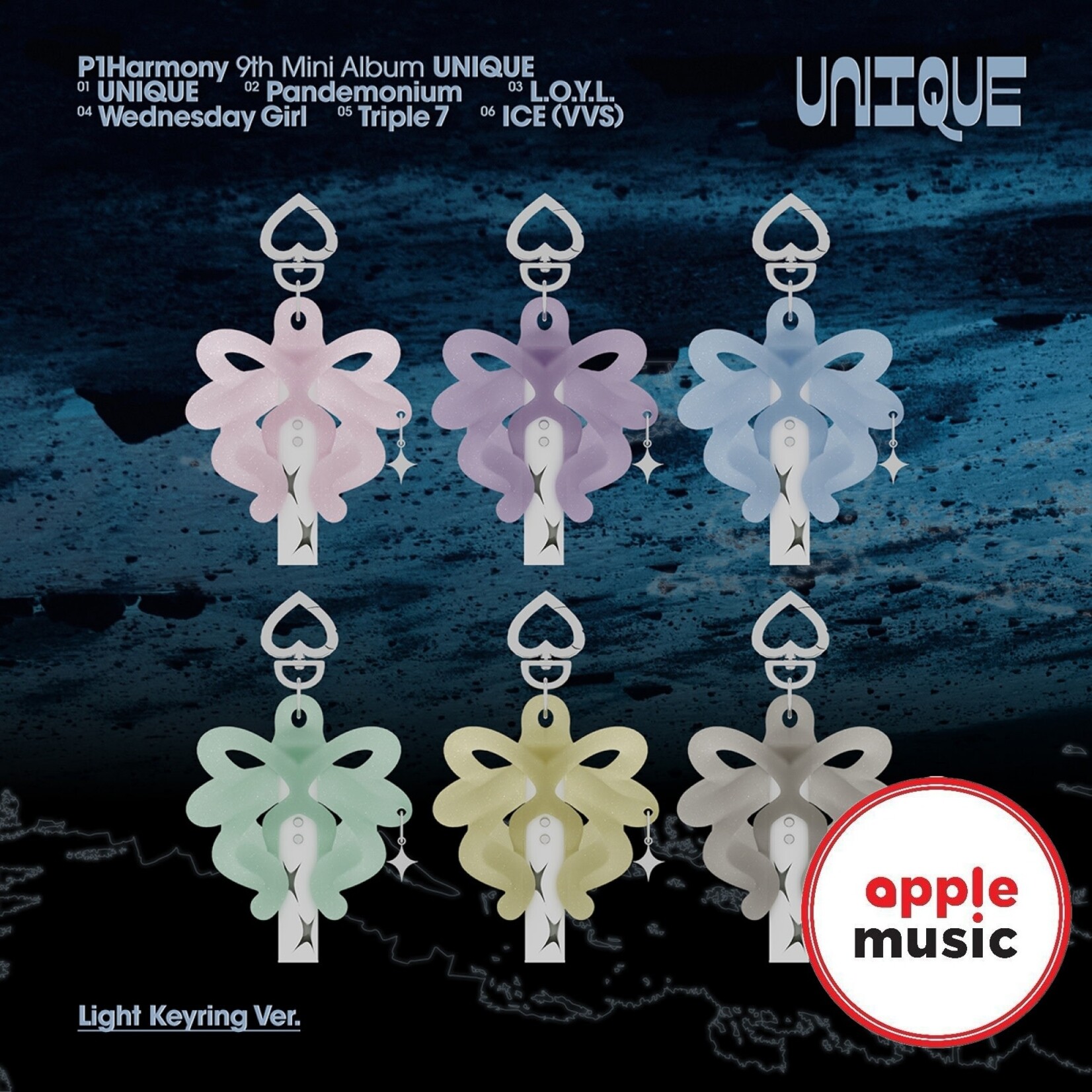 P1Harmony P1HARMONY - 9TH MINI ALBUM [UNIQUE] (Light Keyring Ver.) + Random Photocard (APPLE MUSIC)
