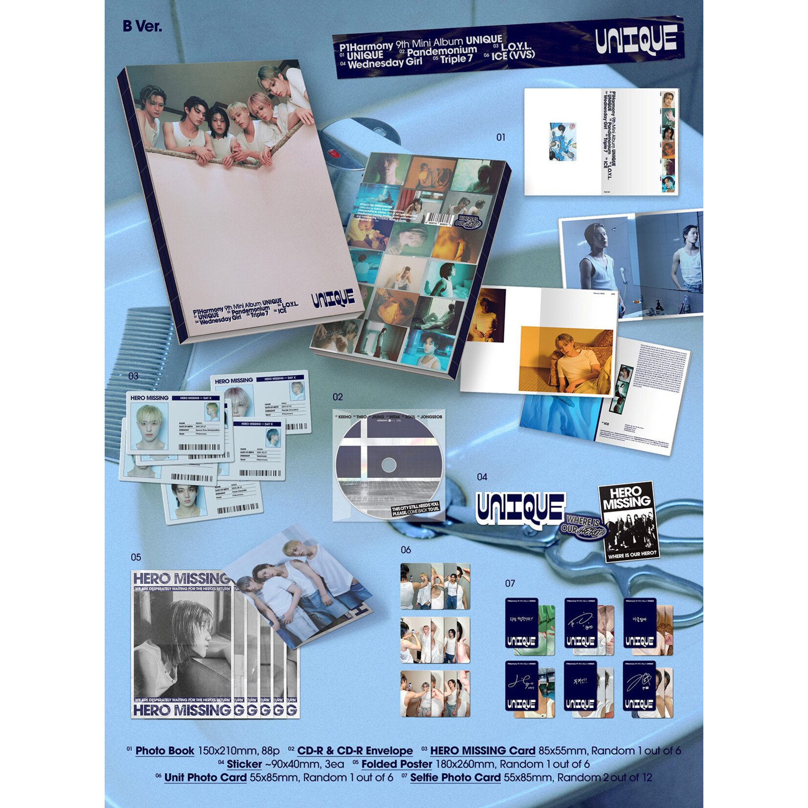 P1Harmony P1HARMONY - 9TH MINI ALBUM [UNIQUE] (Photobook Ver.) + Random Photocard (EVERLINE)