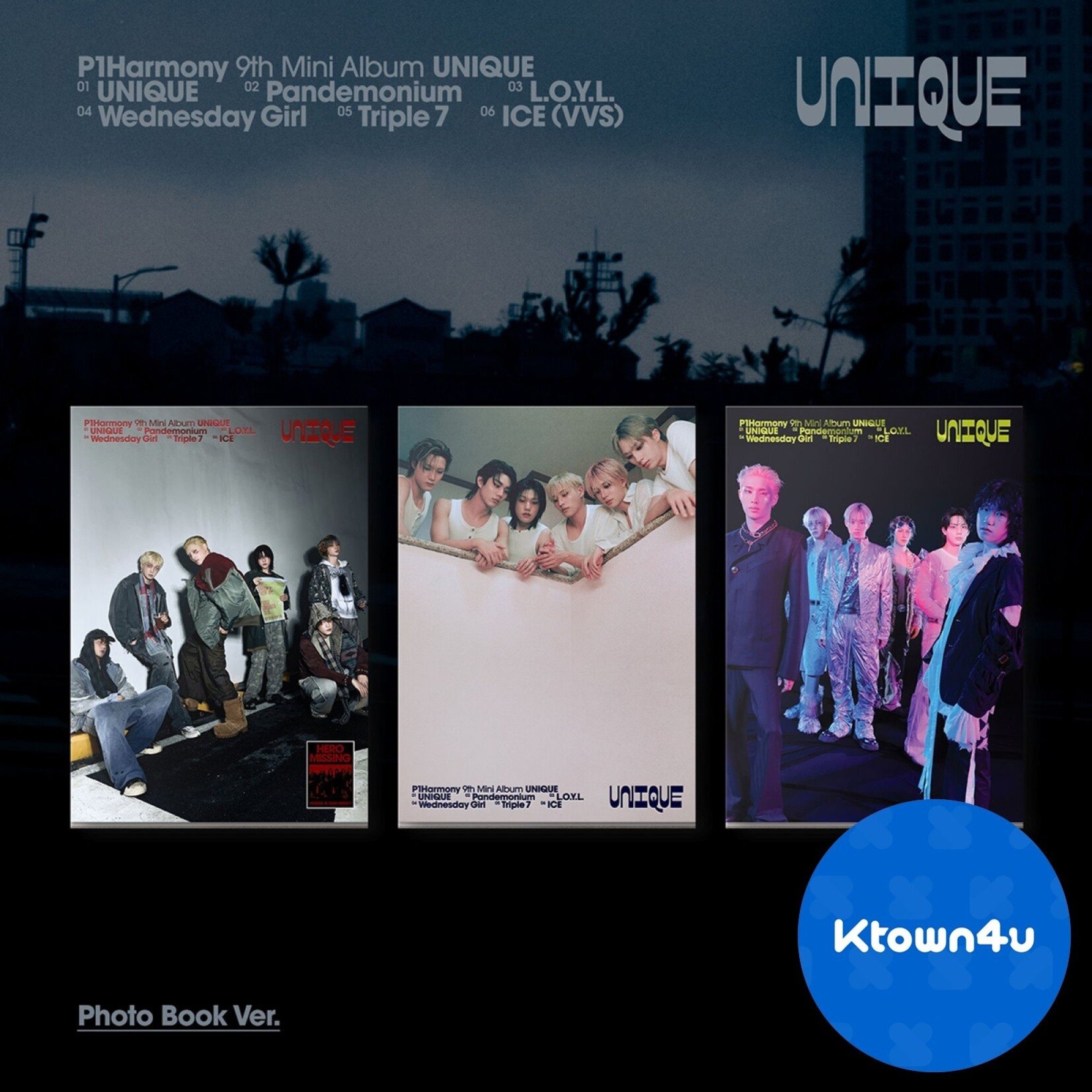 P1Harmony P1HARMONY - 9TH MINI ALBUM [UNIQUE] (Photobook Ver.) + Random Photocard (KTOWN4U)