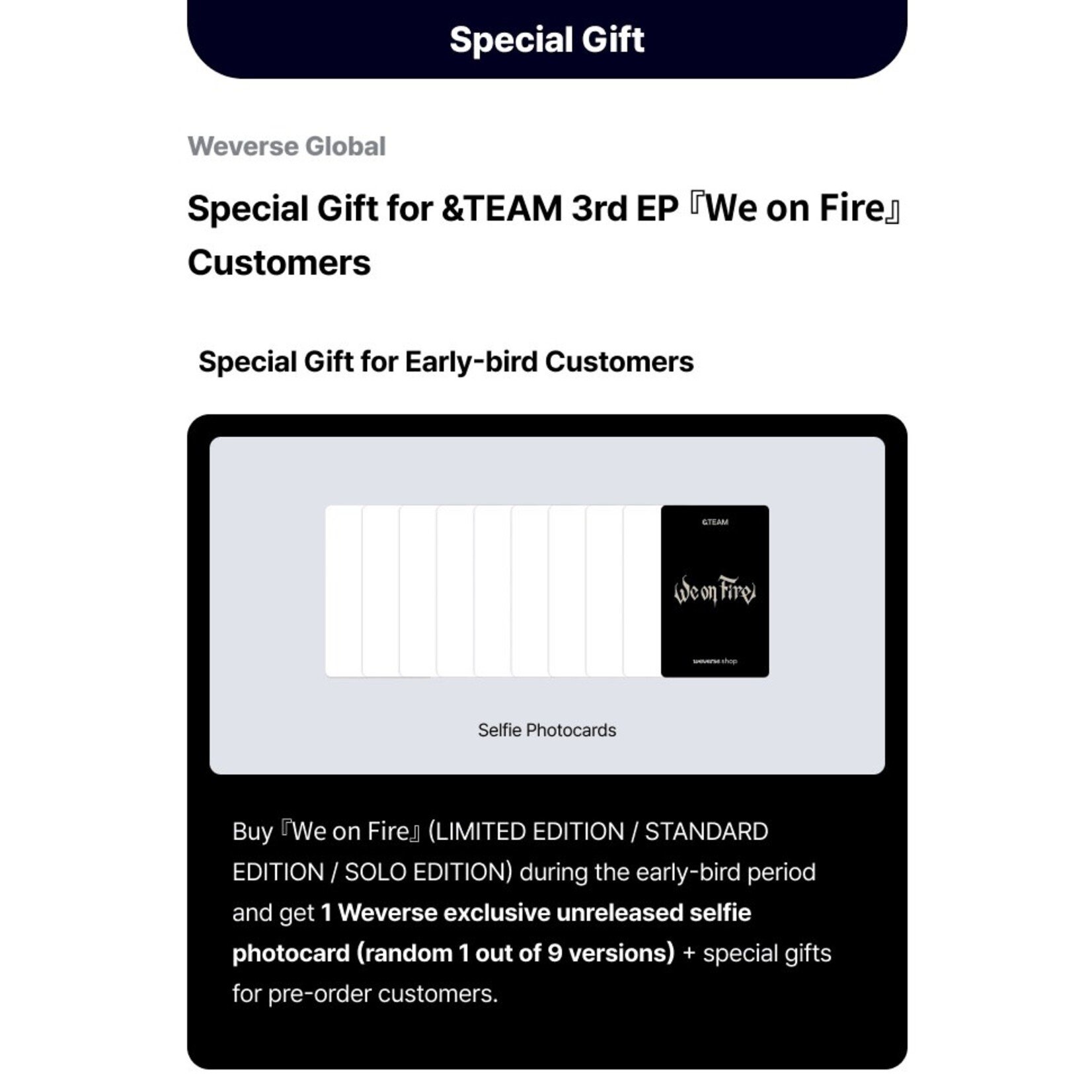 &Team &TEAM - 3rd EP『We on Fire』 SOLO EDITION + Weverse Gift (WS)