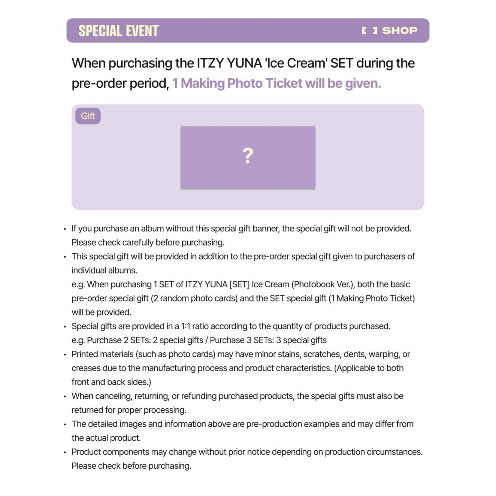 Itzy YUNA (ITZY) - [Ice Cream] (Photobook Ver.) + Random Photocard (FANS SHOP)