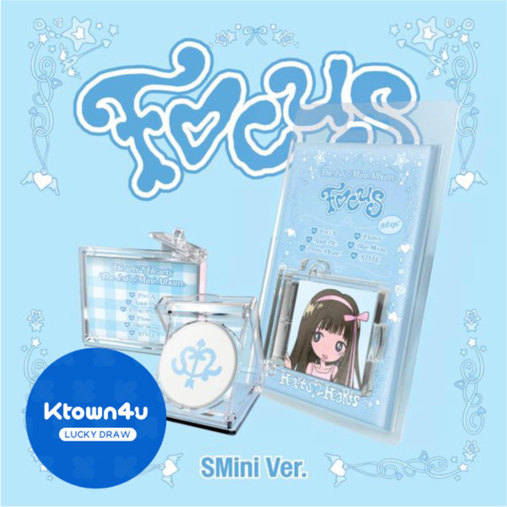 Hearts2Hearts ['RUDE!' LUCKY DRAW] Hearts2Hearts - 1st Mini Album [FOCUS] (SMINI Ver.) + Random Photocard (KTOWN4U)