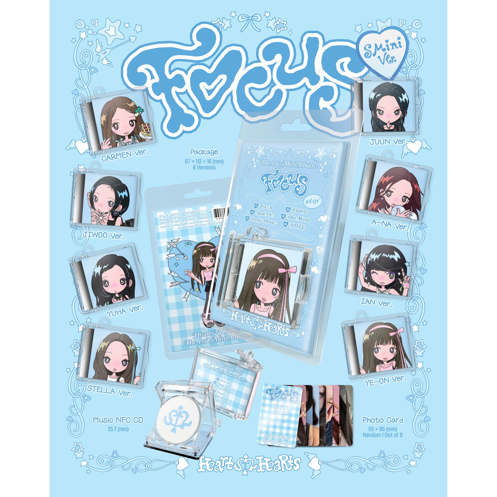 Hearts2Hearts ['RUDE!' LUCKY DRAW] Hearts2Hearts - 1st Mini Album [FOCUS] (SMINI Ver.) + Random Photocard (KTOWN4U)