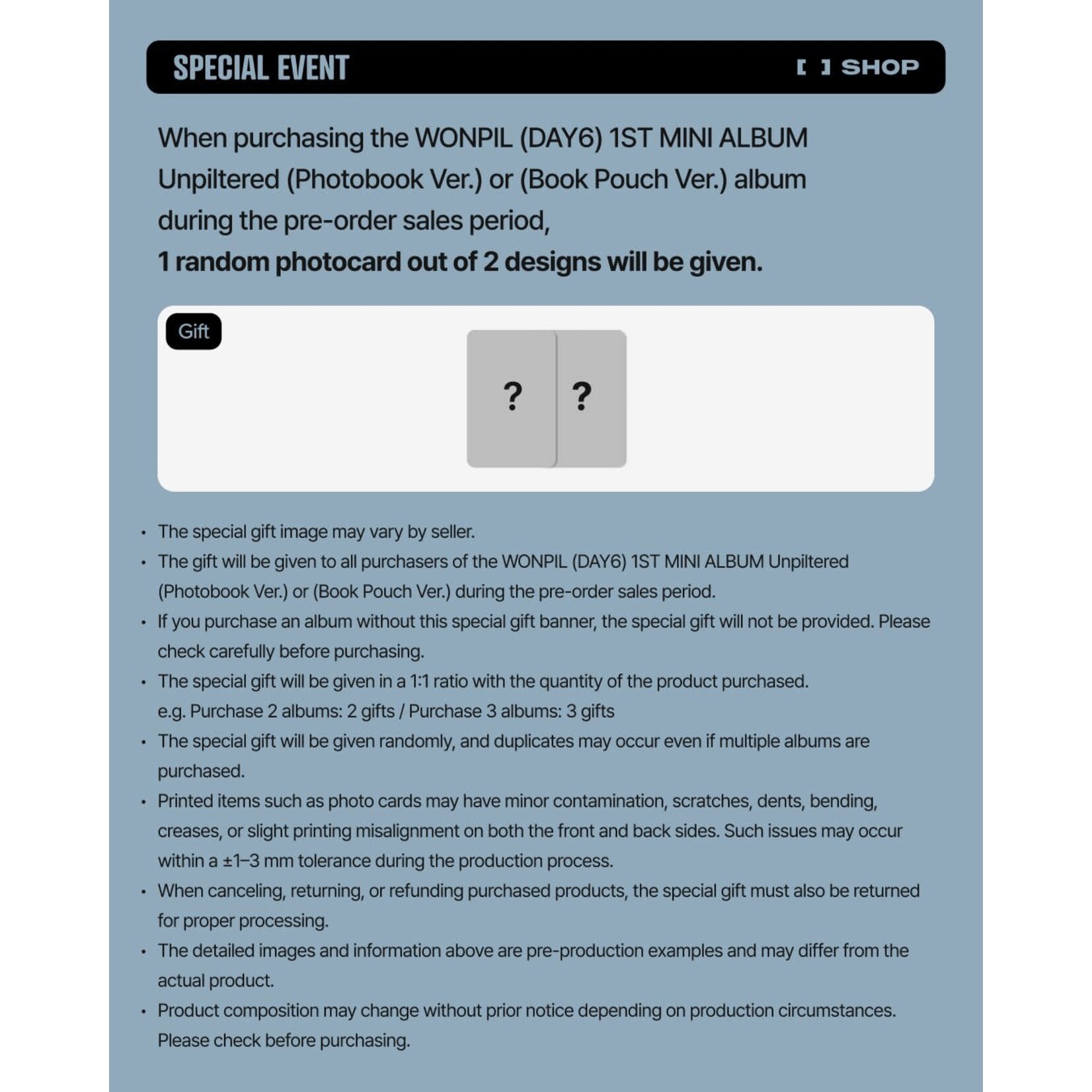 DAY6 WONPIL (DAY6) - 1st Mini Album [Unpiltered] (Photobook Ver.) + Photocard (FANS SHOP)