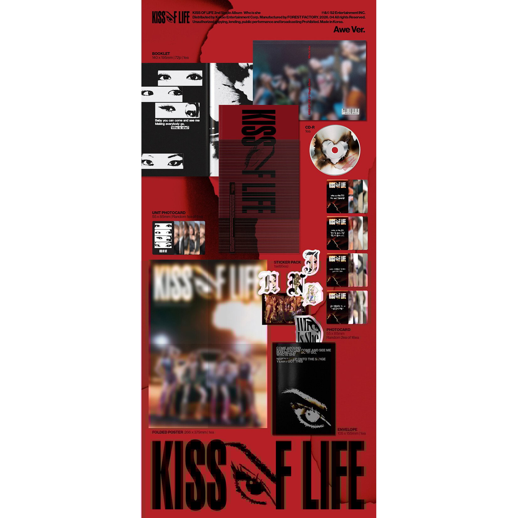 KISS OF LIFE KISS OF LIFE - 2nd Single Album [Who is she] (Awe Ver.) + Random Photocard (APPLE MUSIC)
