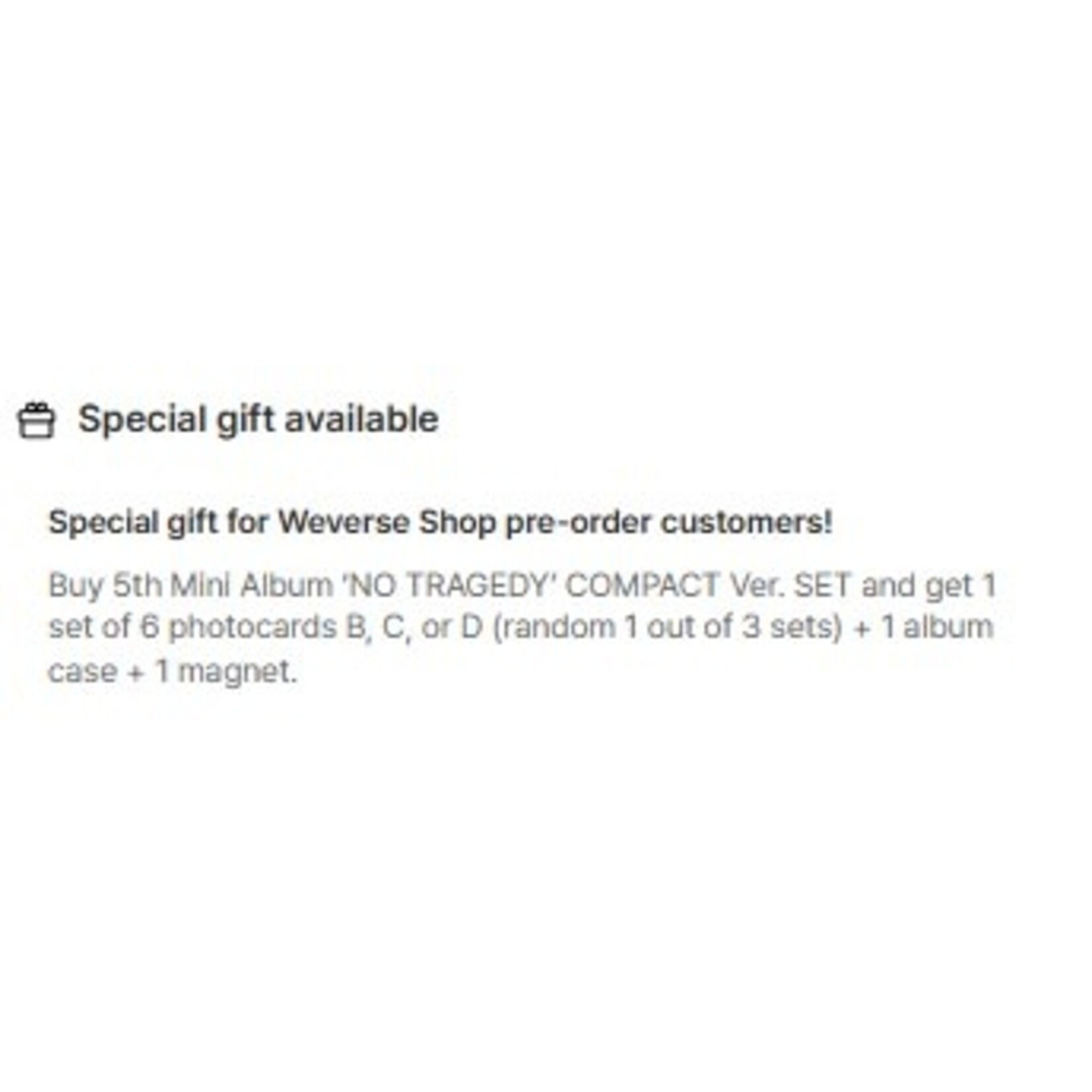 TWS TWS - 5th Mini Album 'NO TRAGEDY' COMPACT Ver. (HUSH) + Weverse Gift (WS)