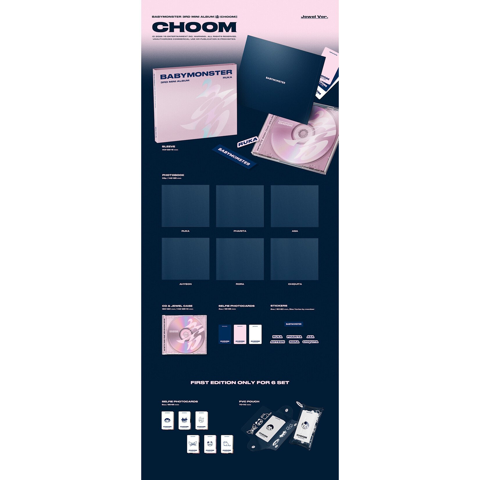 BABYMONSTER BABYMONSTER - 3rd MINI ALBUM [CHOOM] (Jewel Ver.) + Random Photocard (YG SELECT)