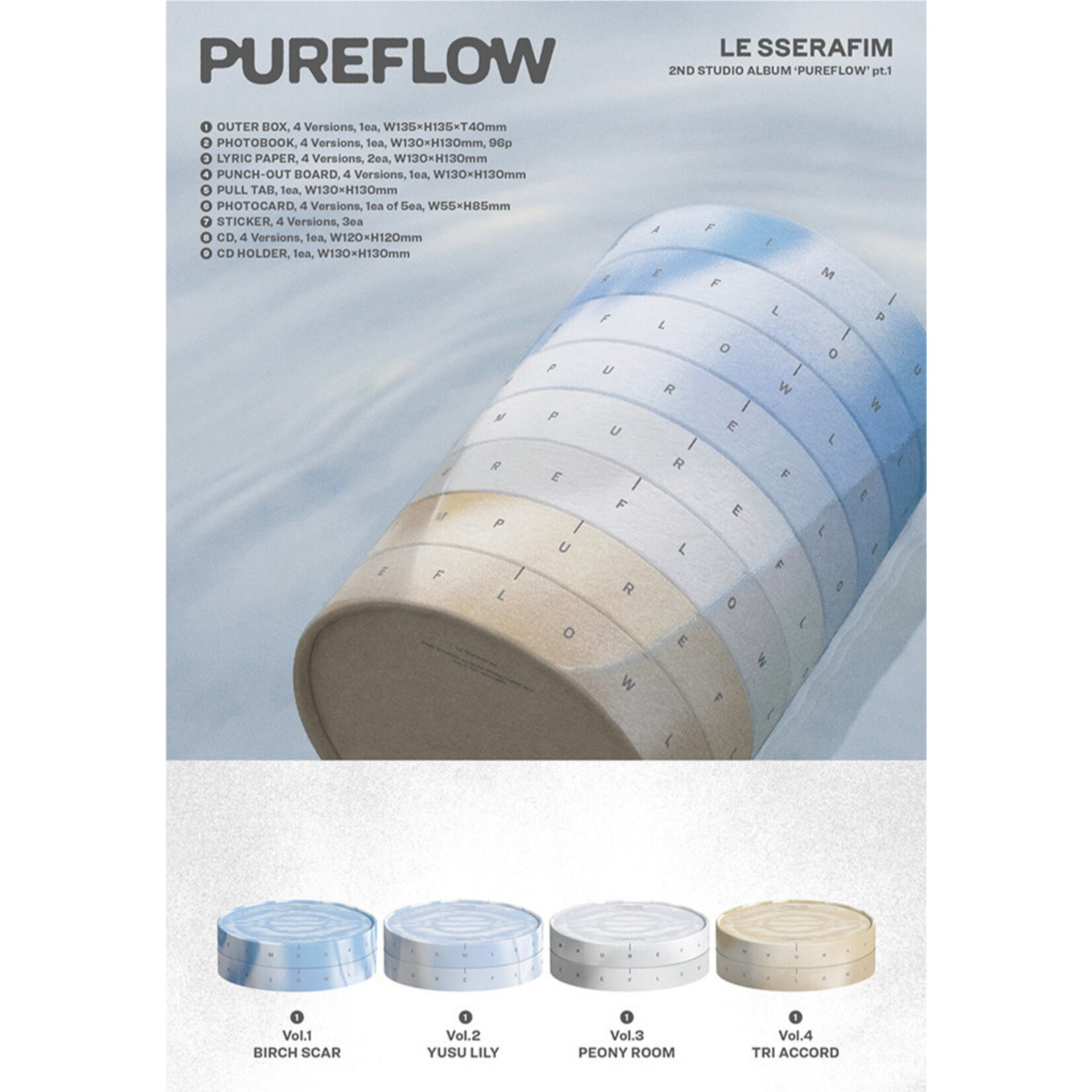 Le Sserafim LE SSERAFIM - 2nd Studio Album ‘PUREFLOW’ pt.1 (Standard Ver.) + Random Photocard (MAKESTAR)