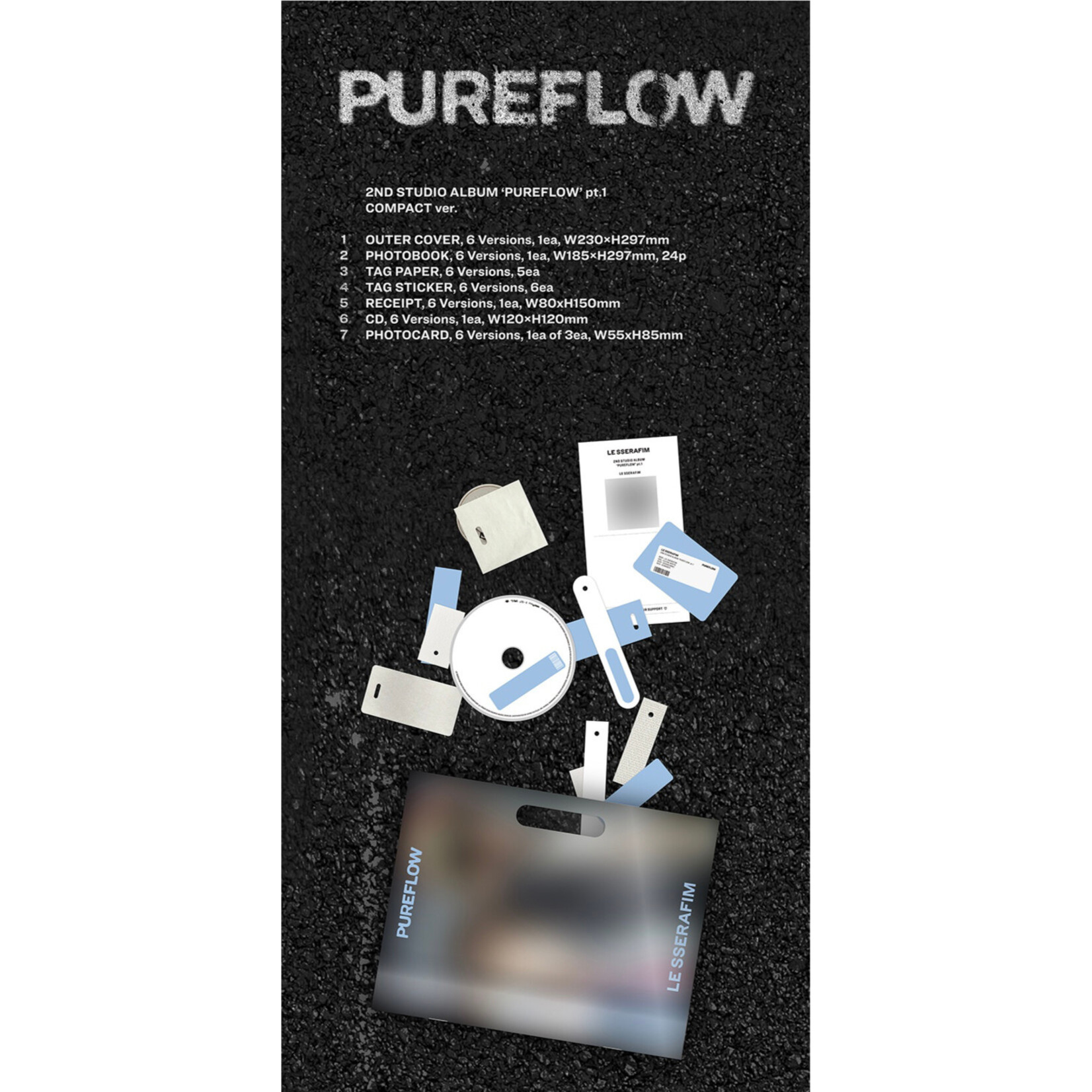 Le Sserafim LE SSERAFIM - 2nd Studio Album ‘PUREFLOW’ pt.1 (Compact Ver.) + Random Photocard (MAKESTAR)