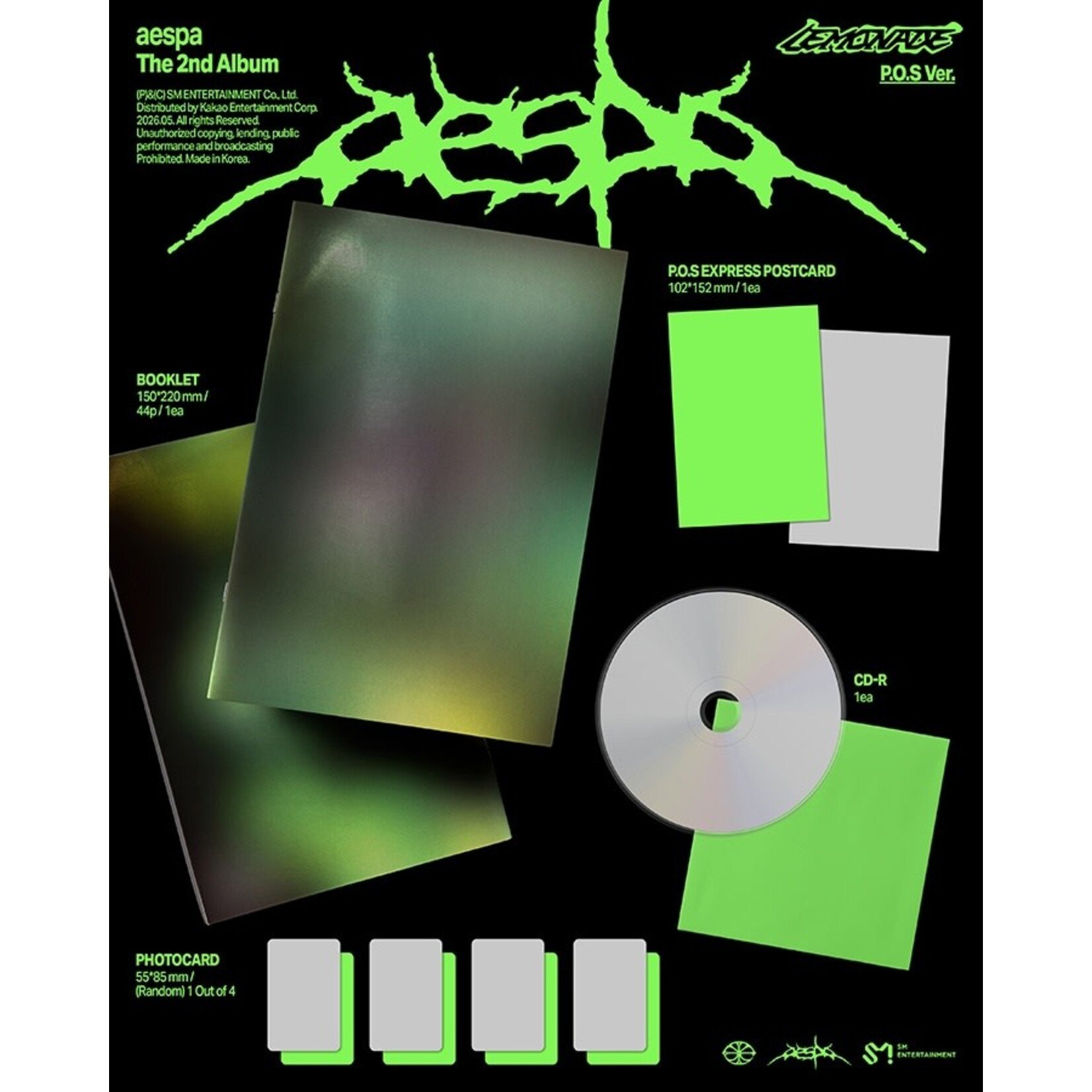 Aespa aespa - 2ND ALBUM [LEMONADE] (P.O.S Ver.) + Random Photocard (HMV)