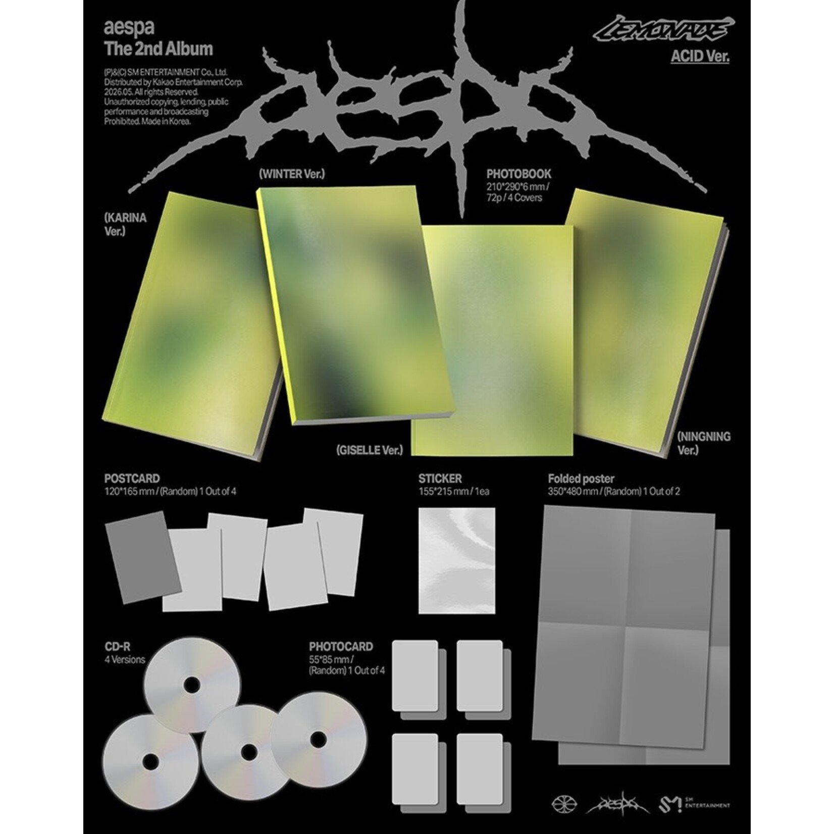 Aespa aespa - 2ND ALBUM [LEMONADE] (ACID Ver.) + Random Photocard (MUSICPLANT)