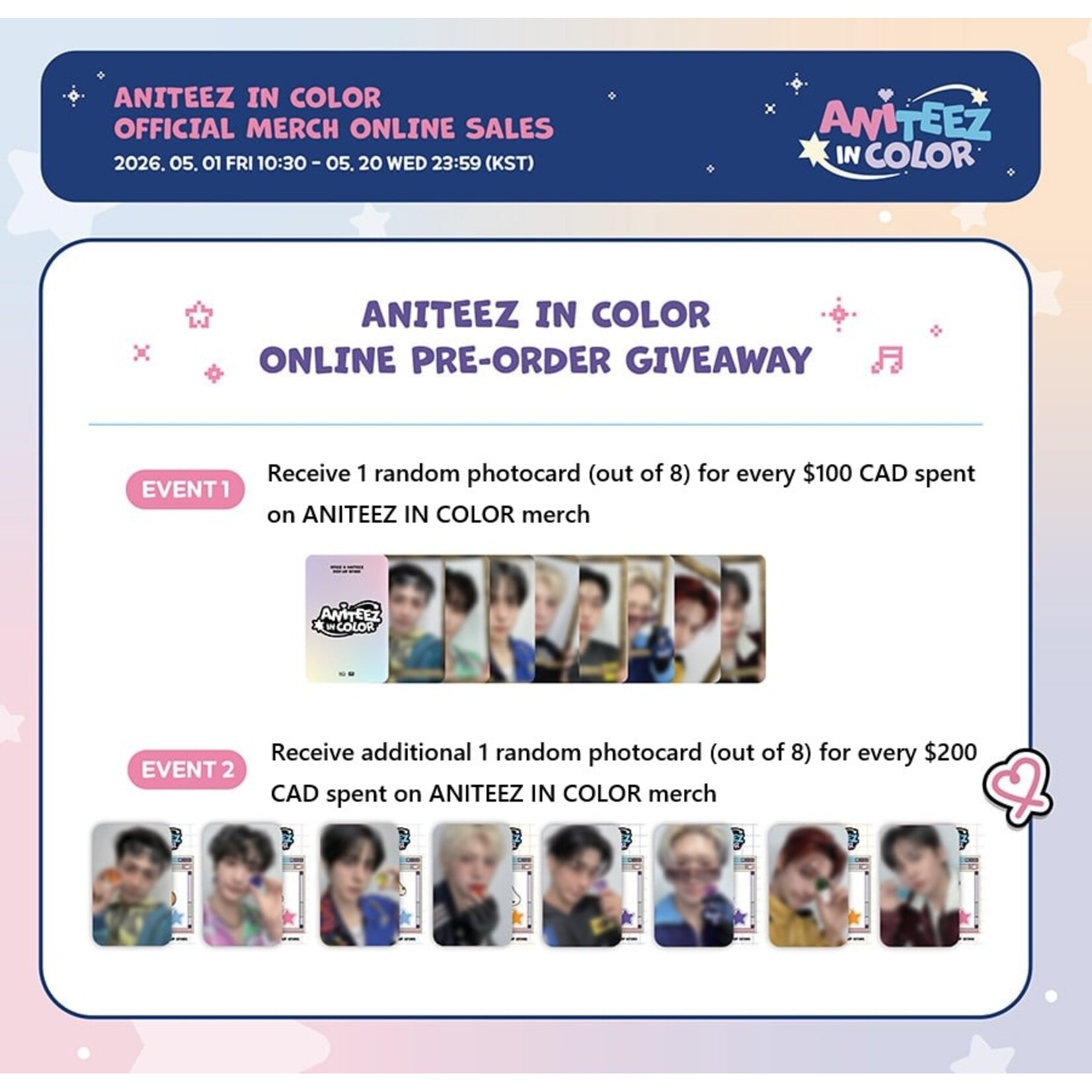 ATEEZ ATEEZ - 'ANITEEZ IN COLOR' MD RANDOM TRADING CARD