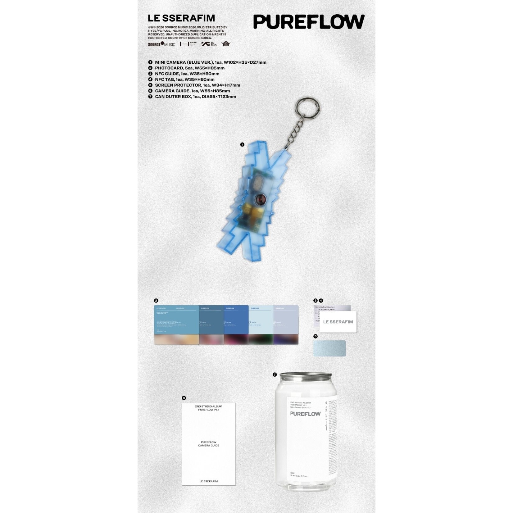 Le Sserafim LE SSERAFIM - 2nd Studio Album [PUREFLOW] pt.1 (Mini Camera ver.) + Weverse Gift (WS)