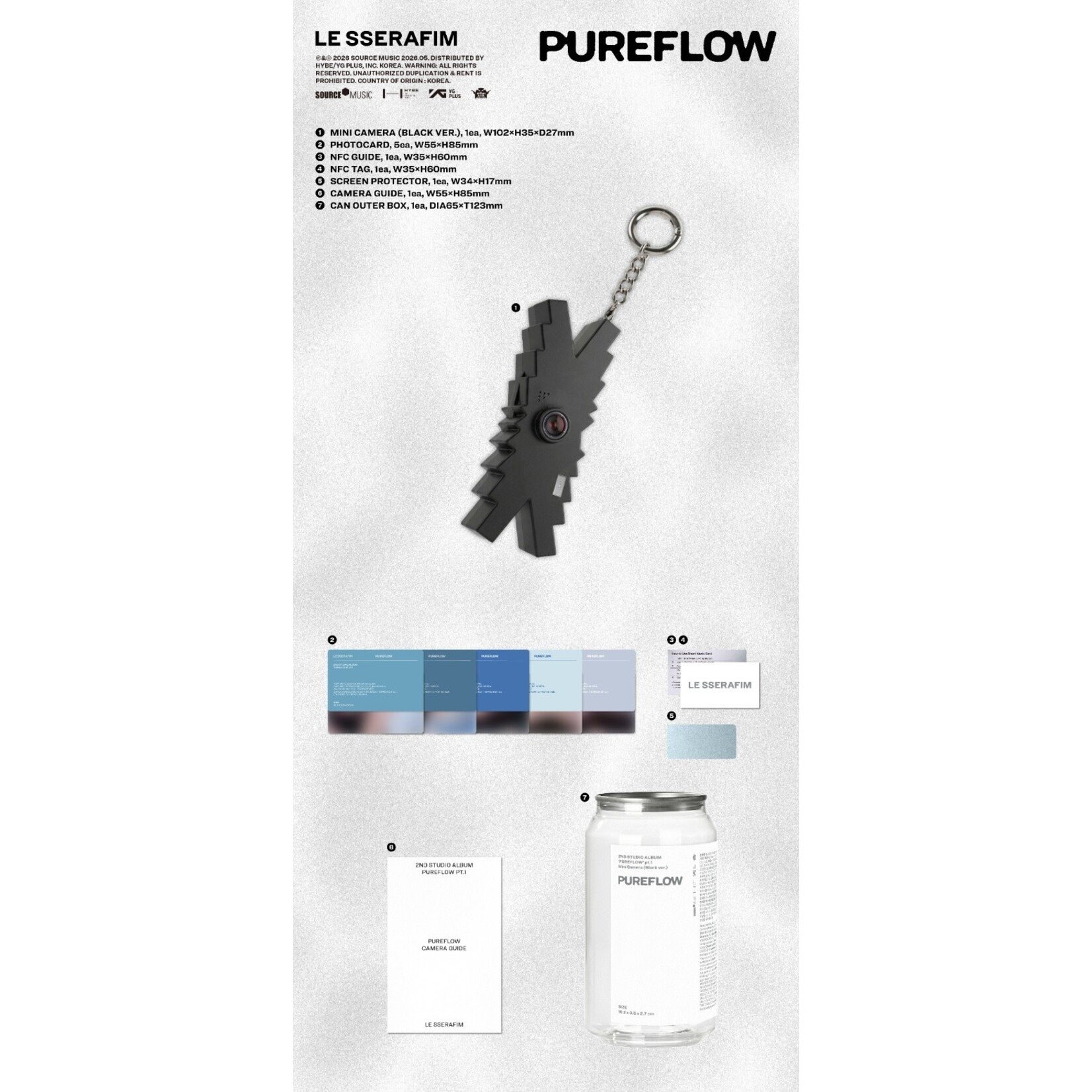Le Sserafim LE SSERAFIM - 2nd Studio Album [PUREFLOW] pt.1 (Mini Camera ver.) + Weverse Gift (WS)