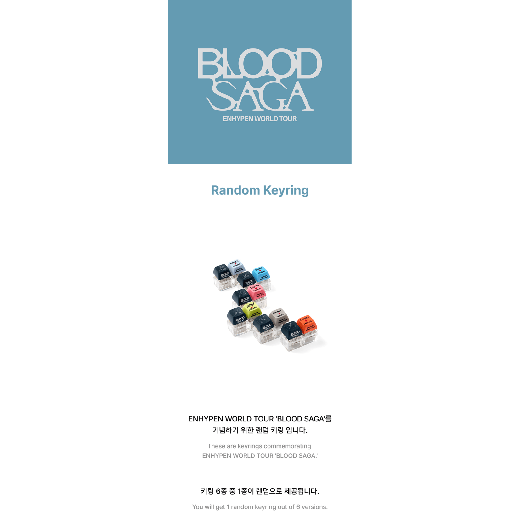 Enhypen ENHYPEN - WORLD TOUR 'BLOOD SAGA' Merch : Random Keyring