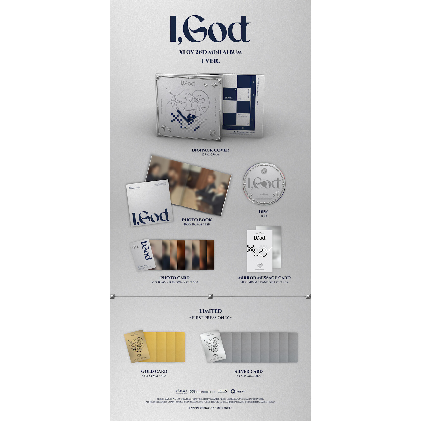 XLOV XLOV - 2ND MINI ALBUM [I,God] + Random Photocard (APPLE MUSIC)