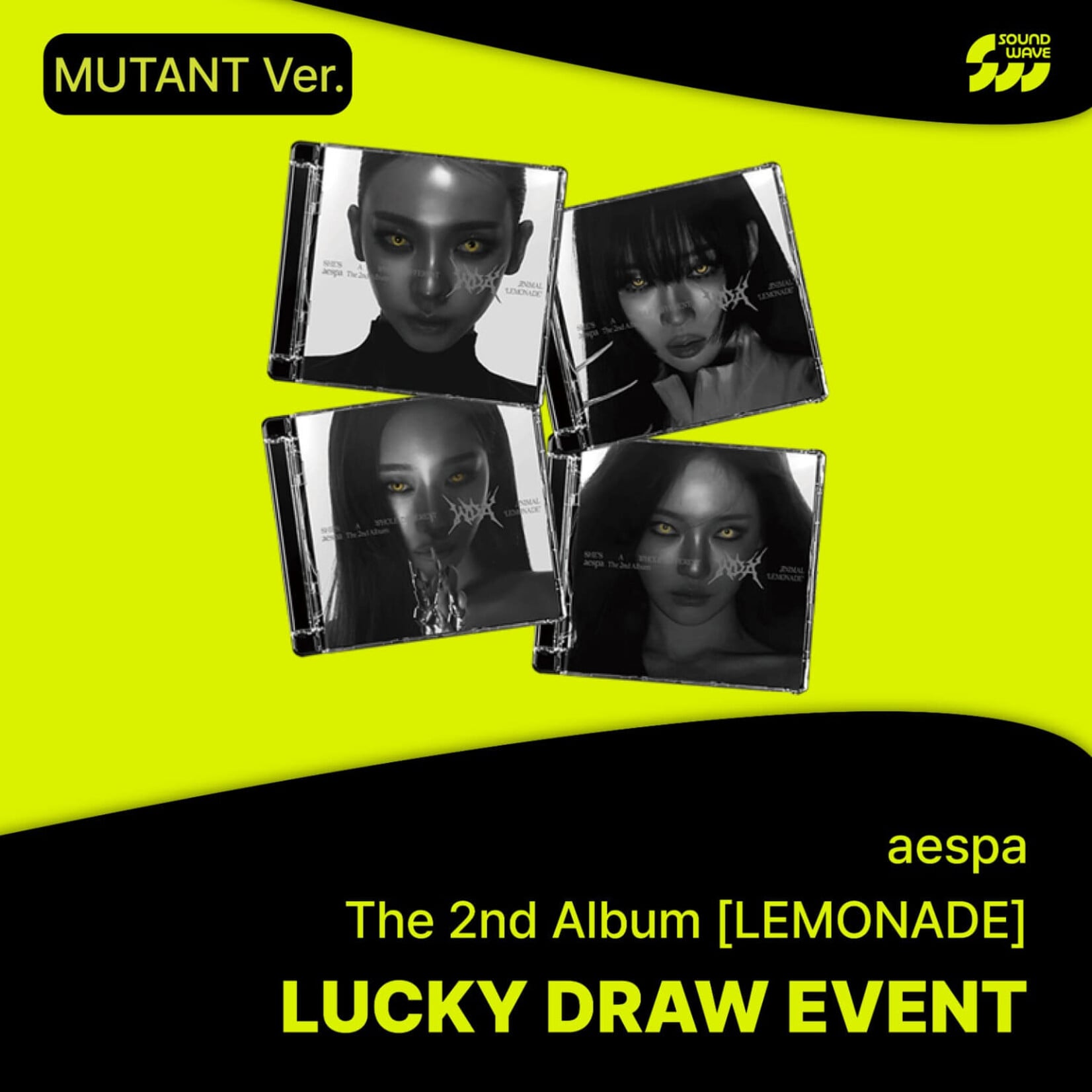 Aespa [LUCKY DRAW] aespa - 2nd Album [LEMONADE] (Mutant Ver.) + Random Photocard (SW)