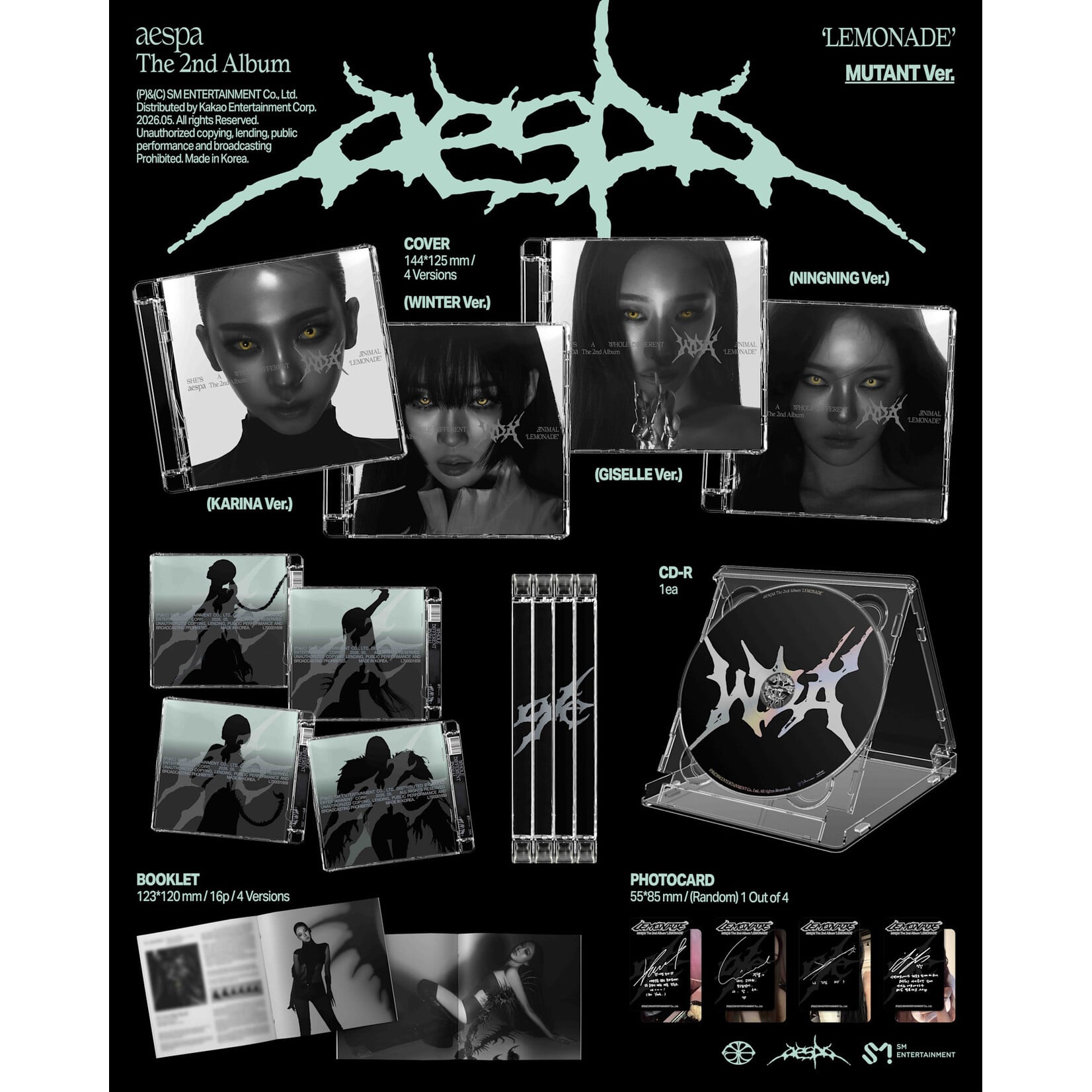 Aespa [LUCKY DRAW] aespa - 2nd Album [LEMONADE] (Mutant Ver.) + Random Photocard (SW)