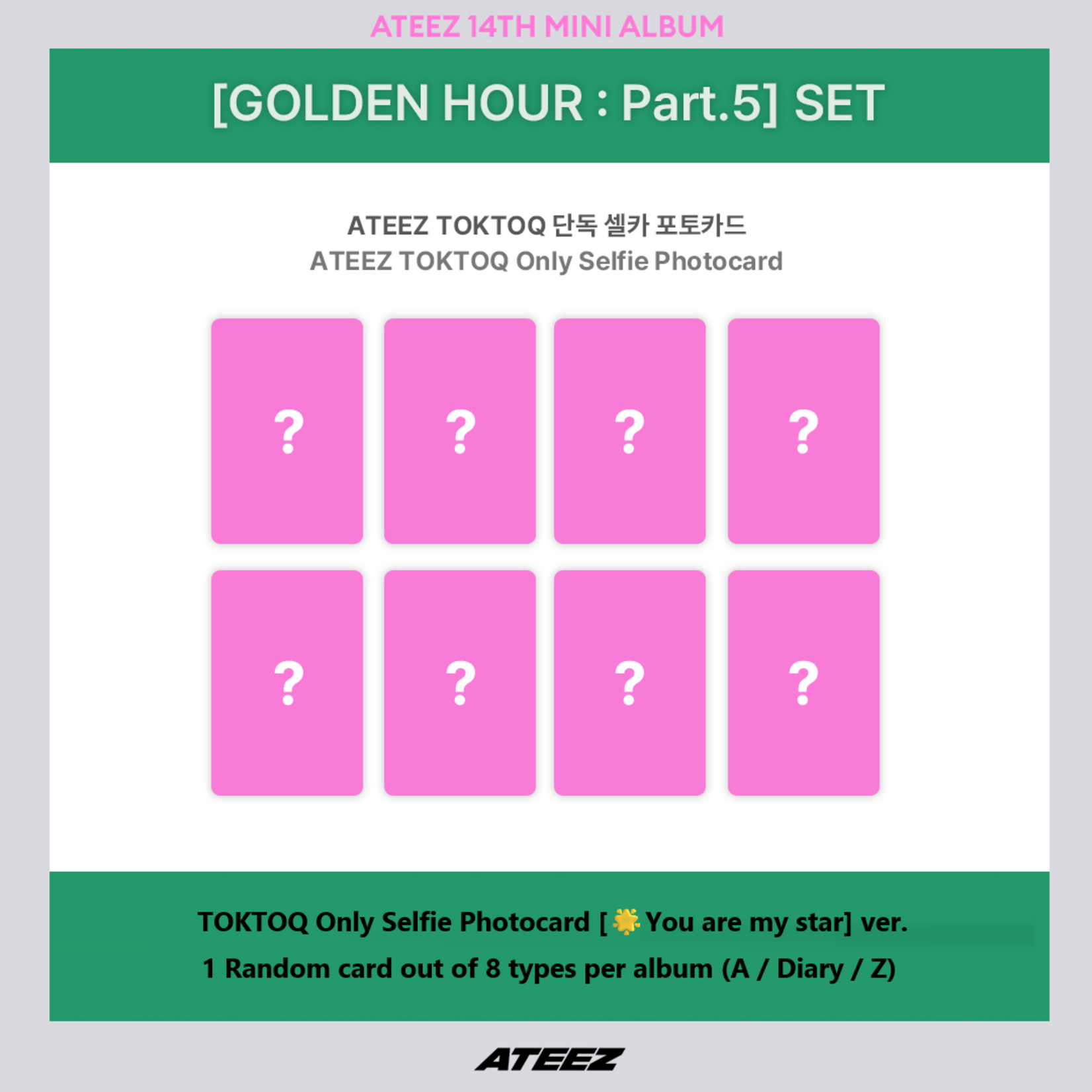 ATEEZ ATEEZ - 14th Mini [GOLDEN HOUR : Part.5] (Photobook Ver.) + Random Photocard (TOKTOQ)