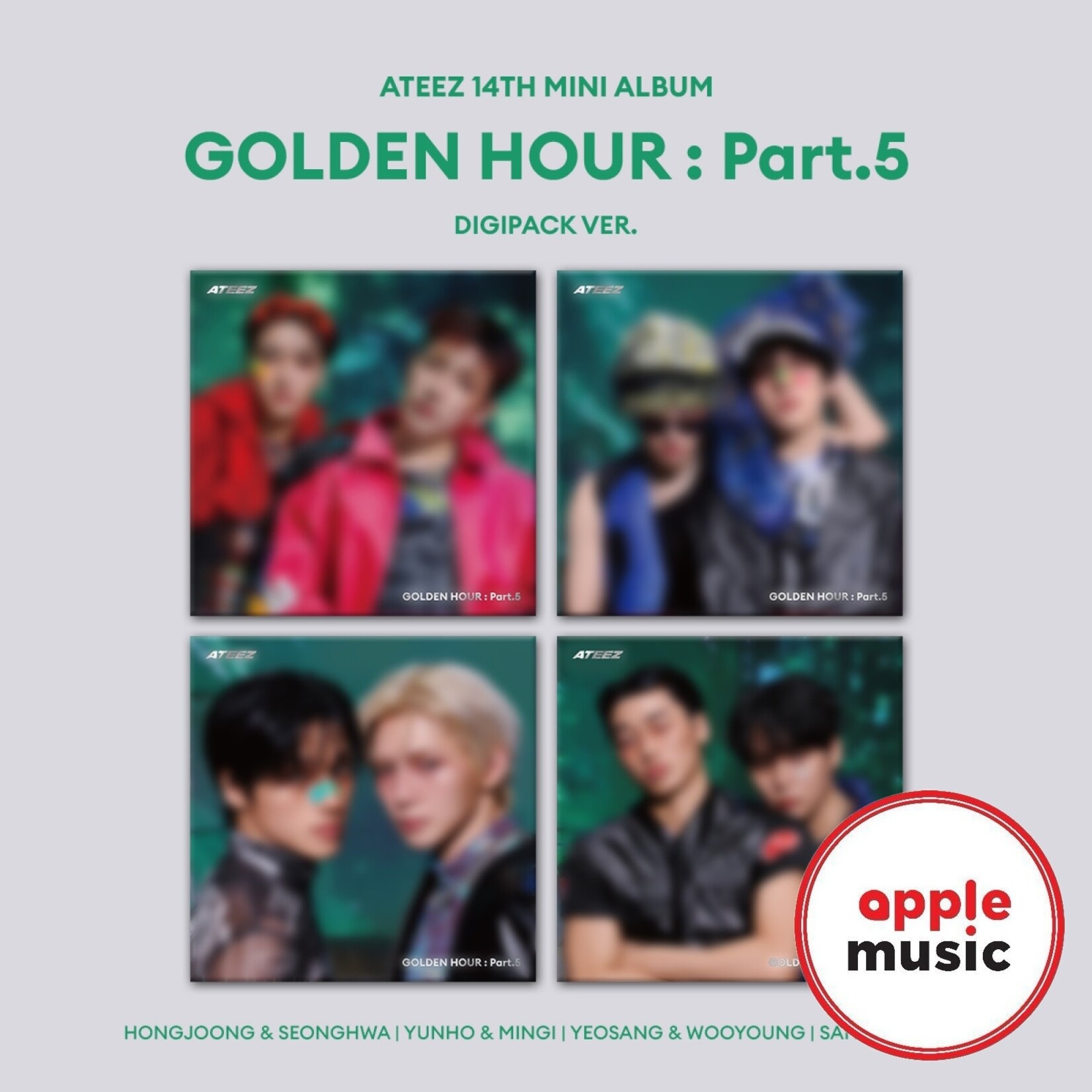 ATEEZ ATEEZ - 14th Mini [GOLDEN HOUR : Part.5] (DIGIPACK UNIT VER.) + Random Photocard (APPLE MUSIC)