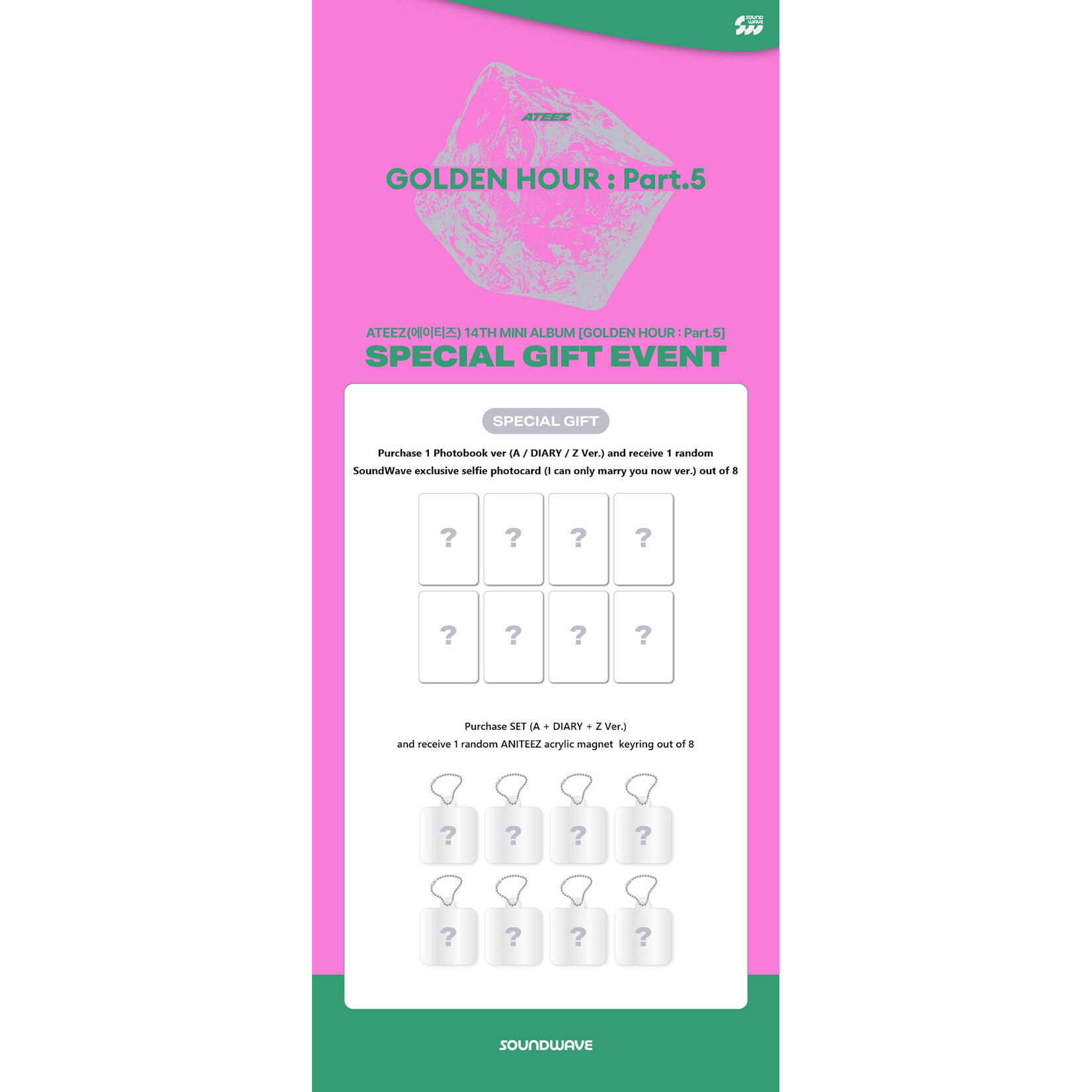 ATEEZ ATEEZ - 14th Mini [GOLDEN HOUR : Part.5] (Photobook Ver.) + Random Photocard (SW)