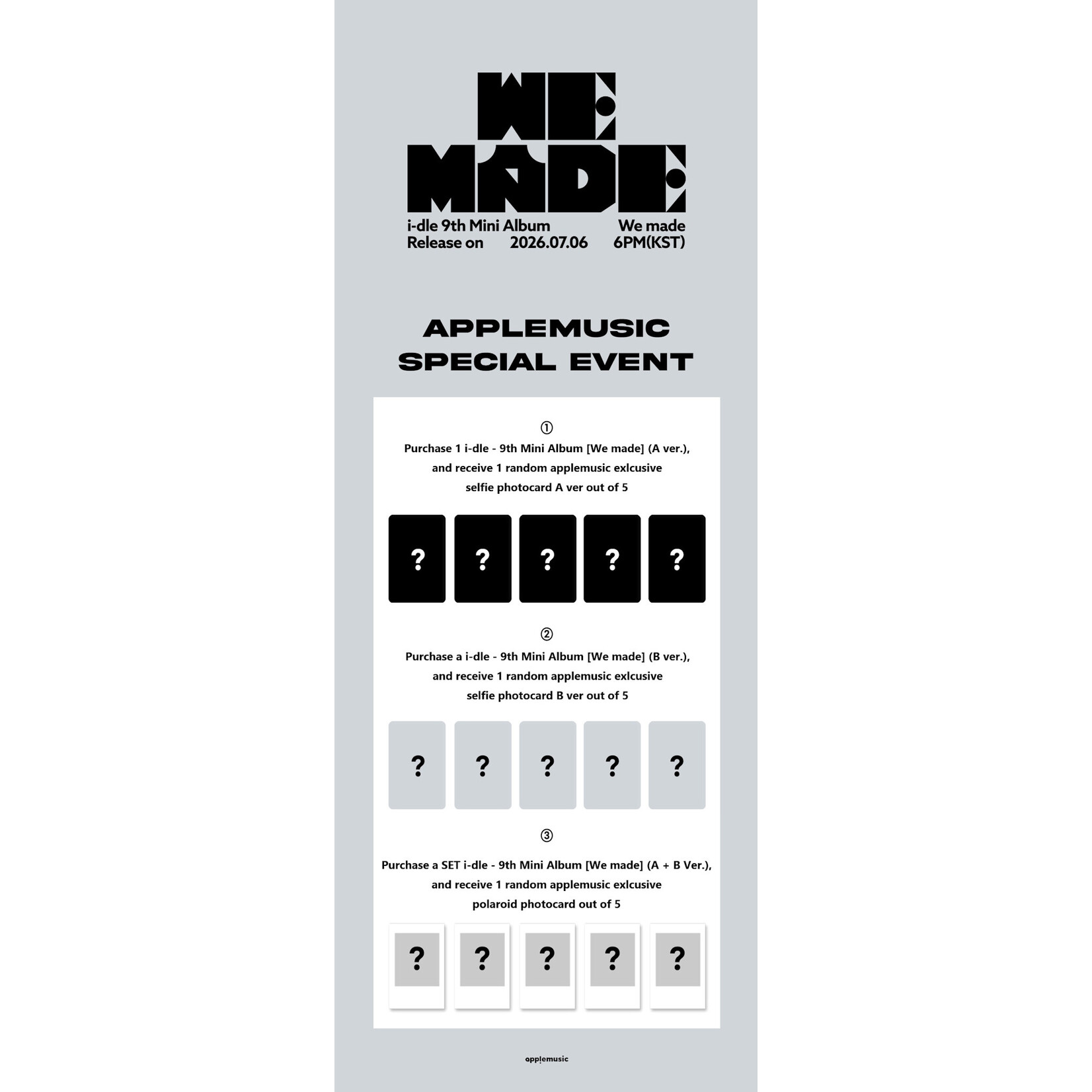 i-dle* i-dle - 9th Mini Album [We made] + Random Photocard (APPLE MUSIC)