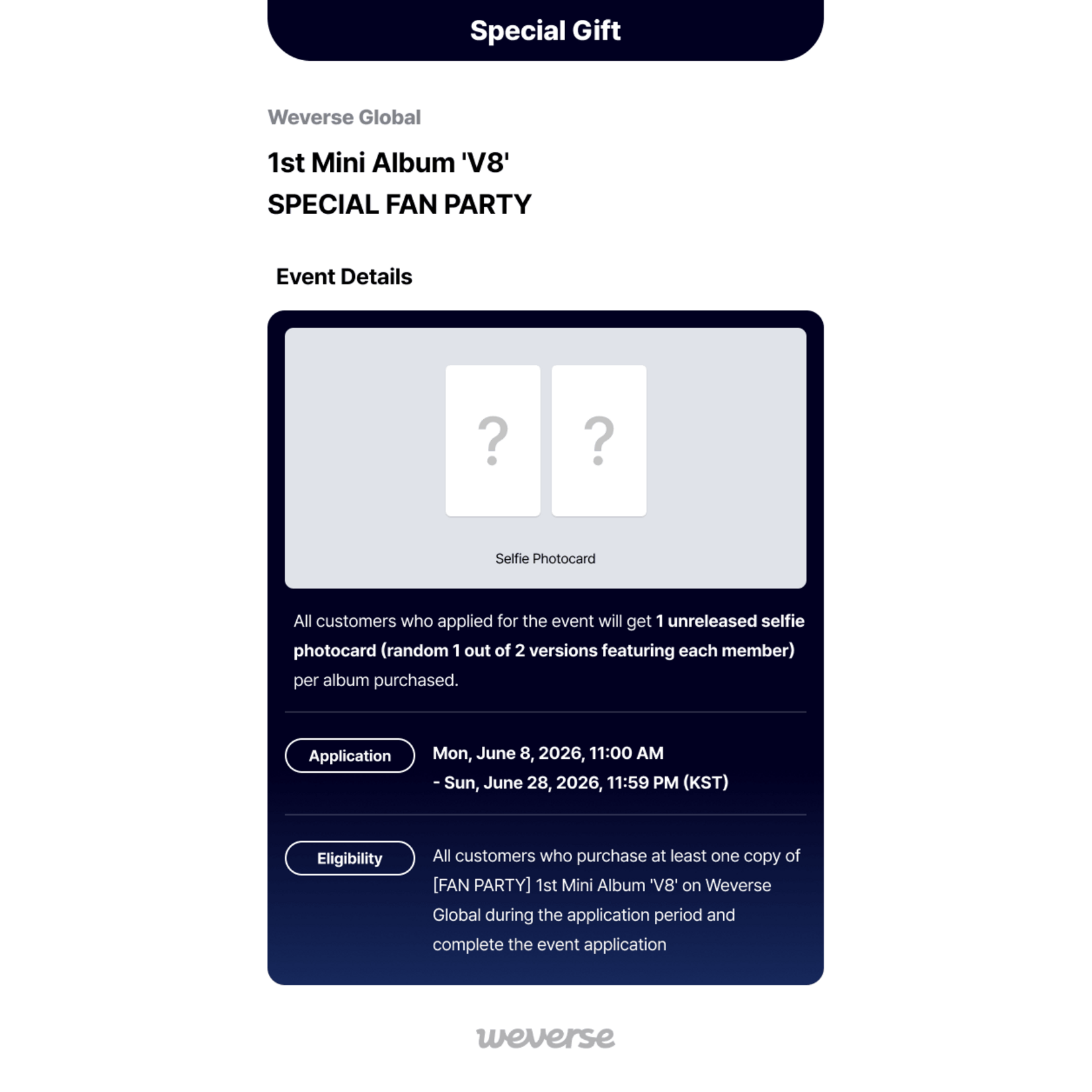 Seventeen [FAN PARTY] V8 (SEVENTEEN) - 1st Mini Album 'V8' (Photobook Ver.) + Weverse Gift (WS)