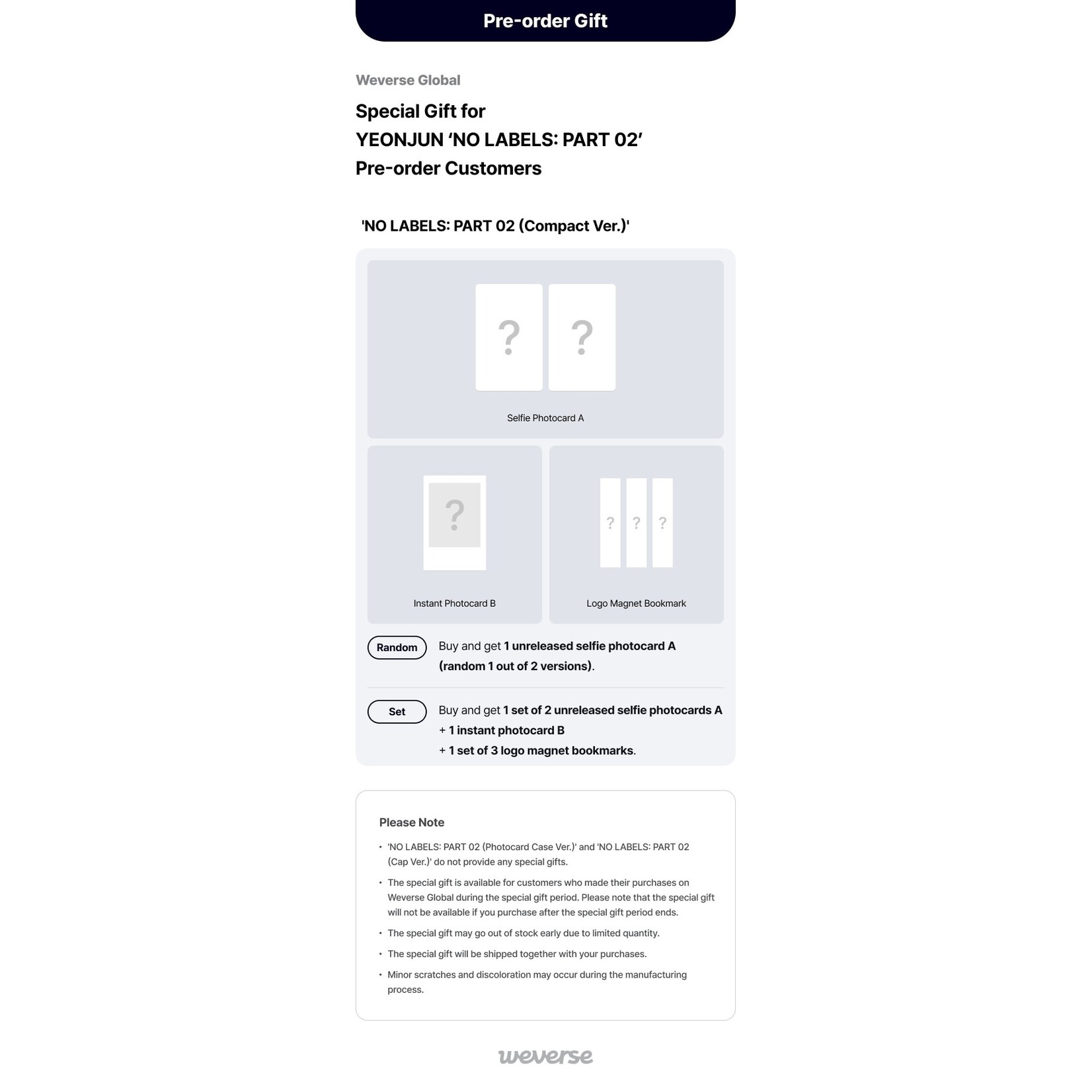 TXT YEONJUN - [NO LABELS: PART 02] (Compact Ver.) + Weverse Gift (WS)