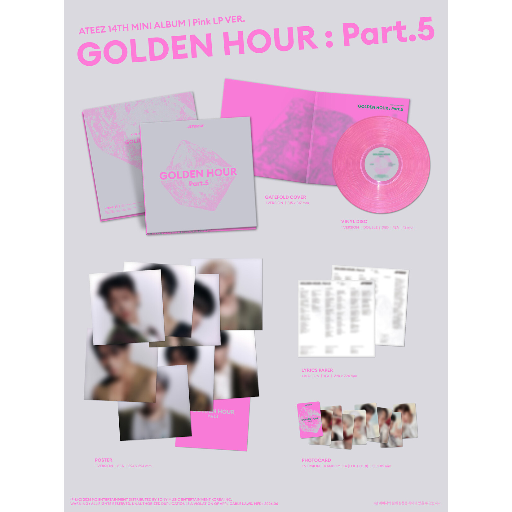ATEEZ ATEEZ - 14TH MINI ALBUM [GOLDEN HOUR : Part.5] (Pink LP VER.)