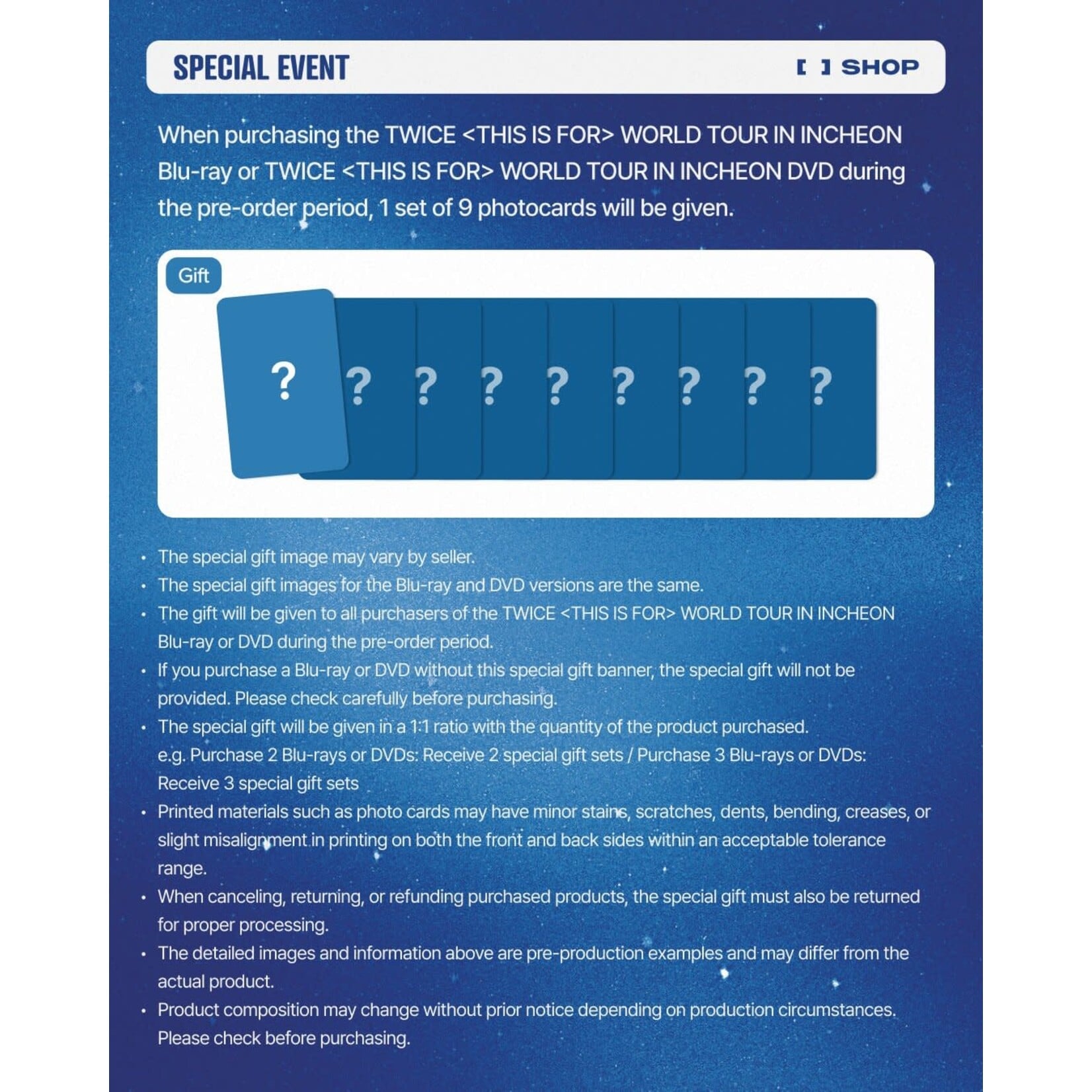 Twice TWICE - [THIS IS FOR] WORLD TOUR IN INCHEON Blu-ray + Photocard SET (FANS SHOP)
