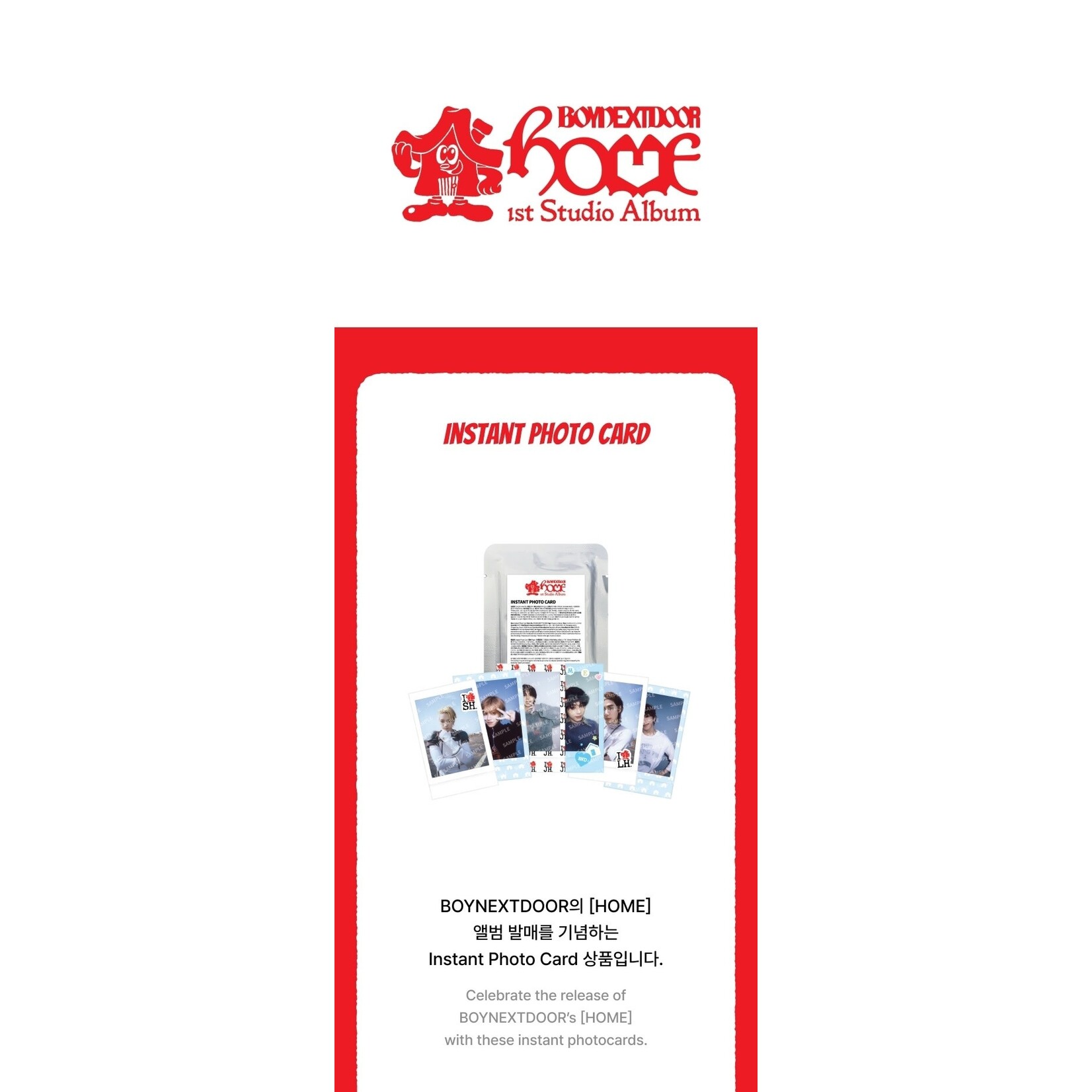 BoyNextDoor BOYNEXTDOOR - 1st Studio Album [HOME] MD : Instant Photo Card