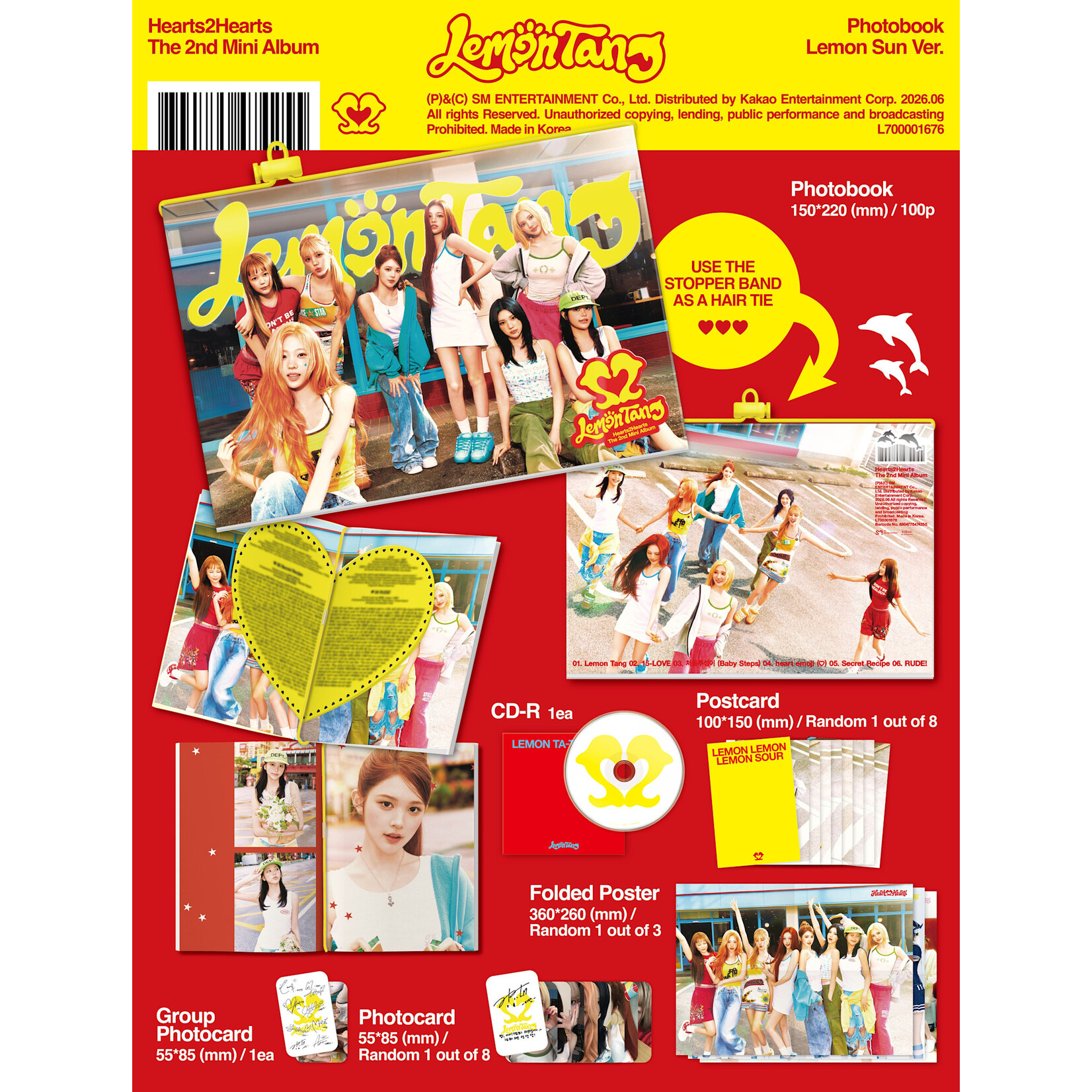 Hearts2Hearts [LUCKY DRAW] Hearts2Hearts - 2nd Mini Album [Lemon Tang] (Photobook Ver.) + Random Photocard (KTOWN4U)
