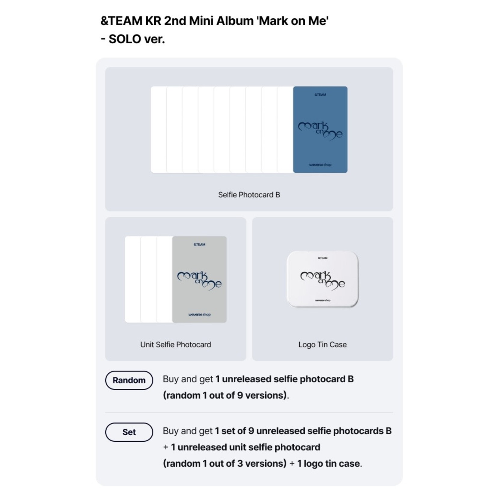 &Team [EARLY-BIRD] &TEAM - KR 2nd Mini Album 'Mark on Me' - (SOLO ver.) + Weverse Gift (WS)