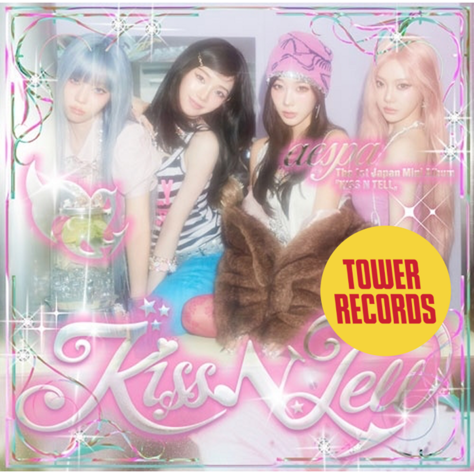 Aespa aespa - Japan 1st Mini [KISS N TELL] (Poster Ver) + Random Photocard (TOWER RECORDS)