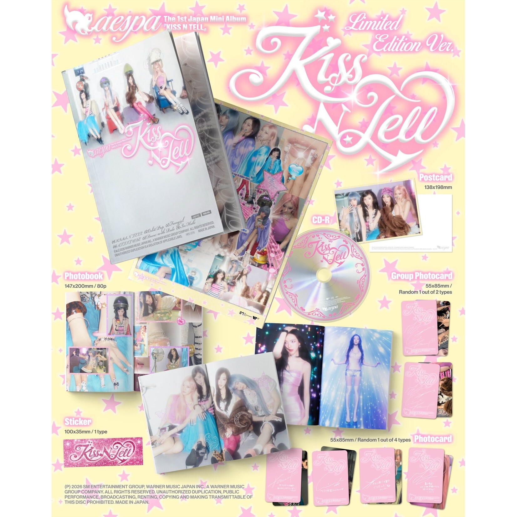Aespa aespa - Japan 1st Mini [KISS N TELL] (Limited Ver) + Random Photocard (TOWER RECORDS)