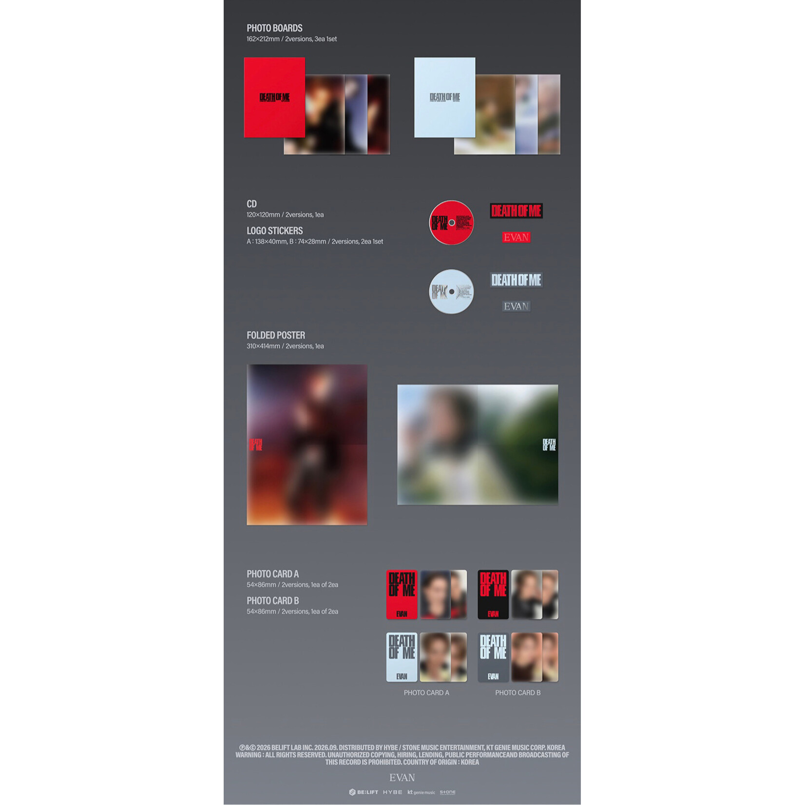 EVAN EVAN - 1st Mini Album [DEATH OF ME] (Photobook Ver.)