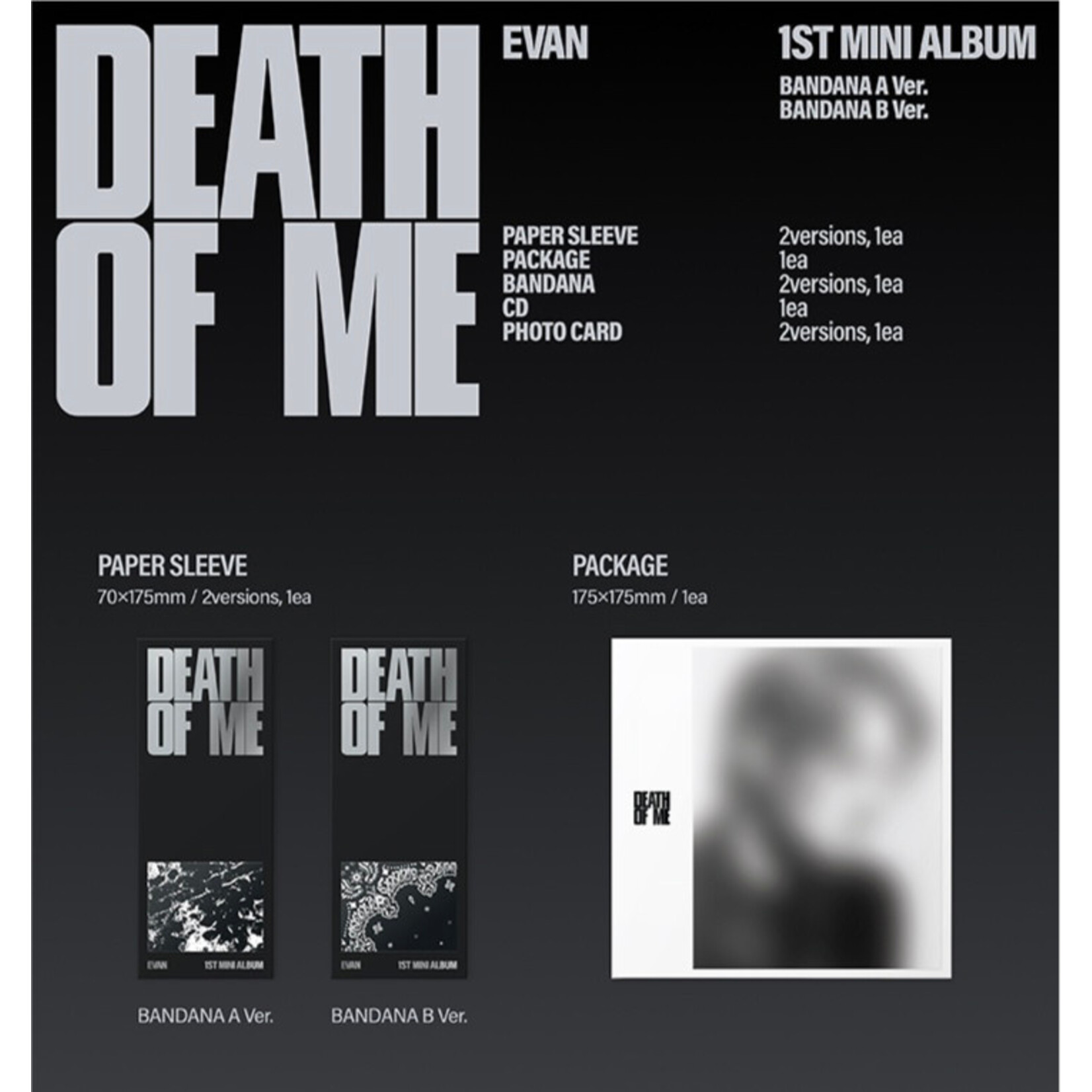 EVAN EVAN - 1st Mini Album [DEATH OF ME] (BANDANA Ver.)
