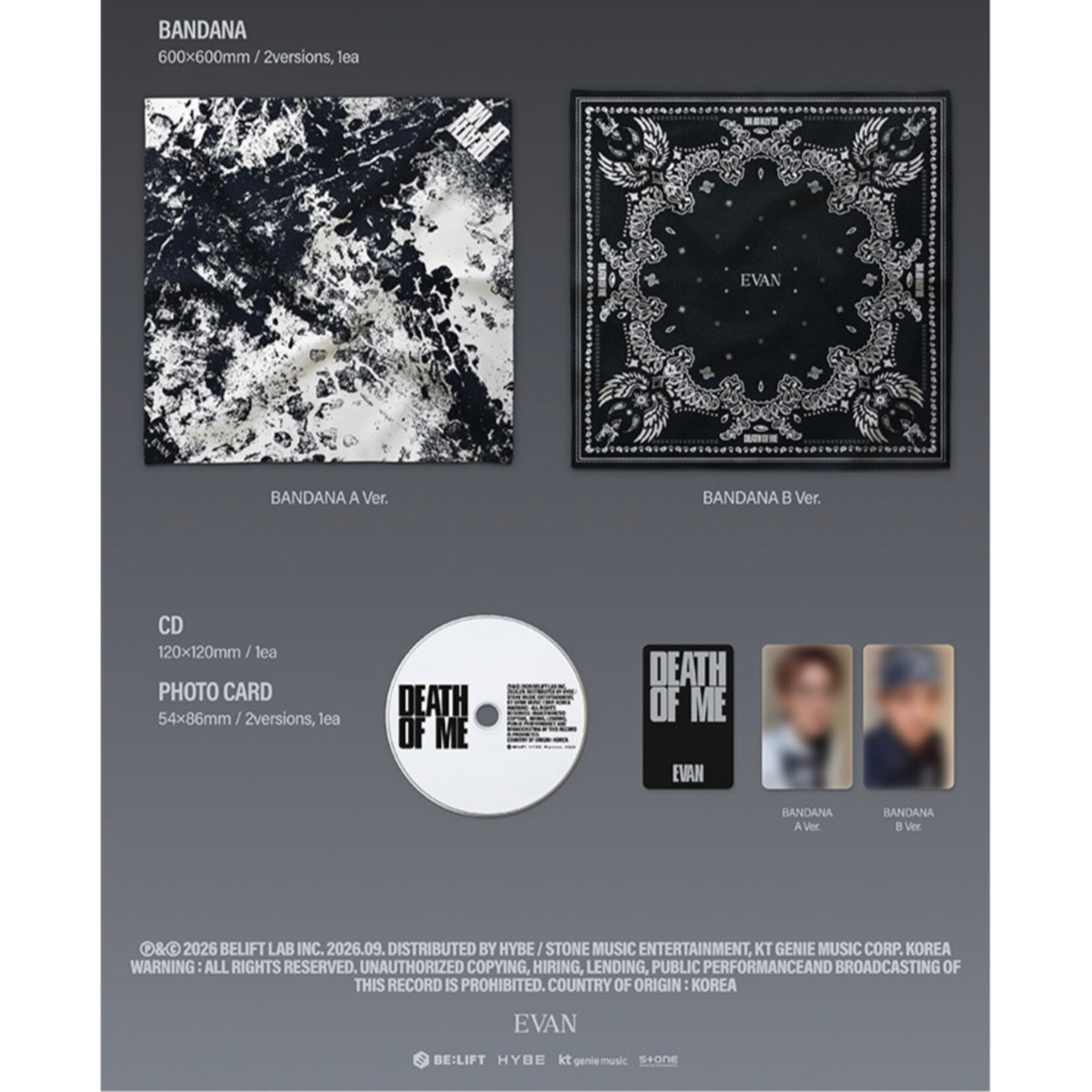 EVAN EVAN - 1st Mini Album [DEATH OF ME] (BANDANA Ver.)