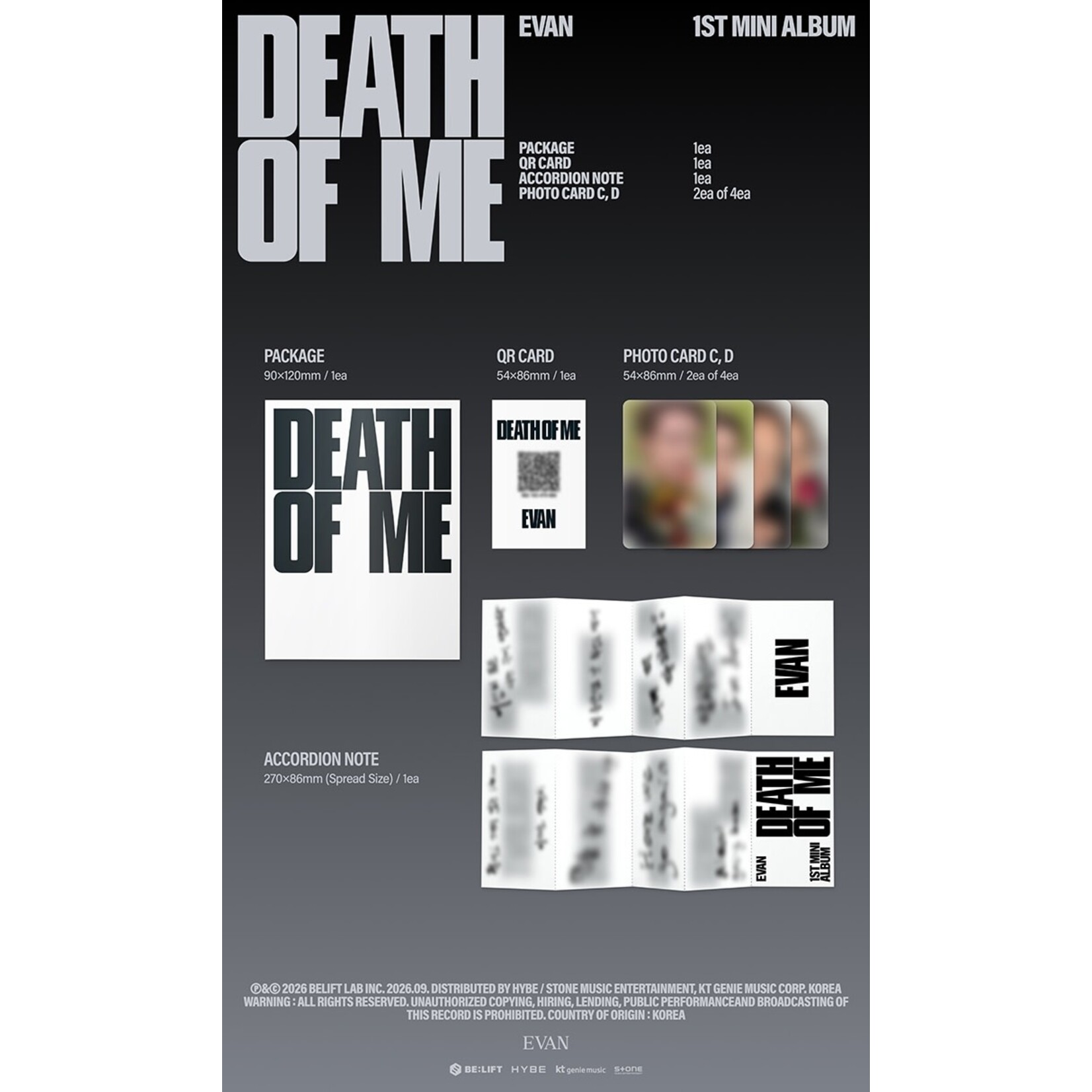 EVAN EVAN - 1st Mini Album [DEATH OF ME] (Weverse Albums ver.)
