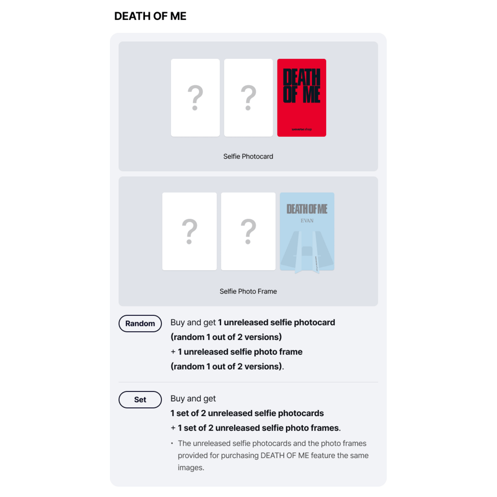 EVAN EVAN - 1st Mini Album 'DEATH OF ME' (Photobook Ver.) + Weverse Gift (WS)