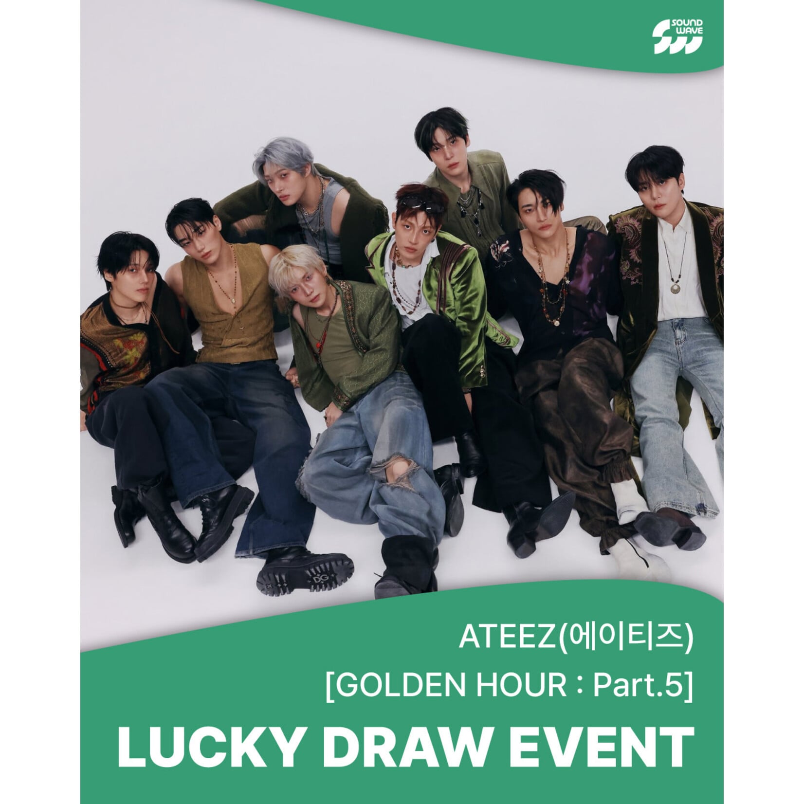 ATEEZ [LUCKY DRAW 2] ATEEZ - 14th Mini [GOLDEN HOUR : Part.5] (Photobook Ver.) + Random Photocard (SW)
