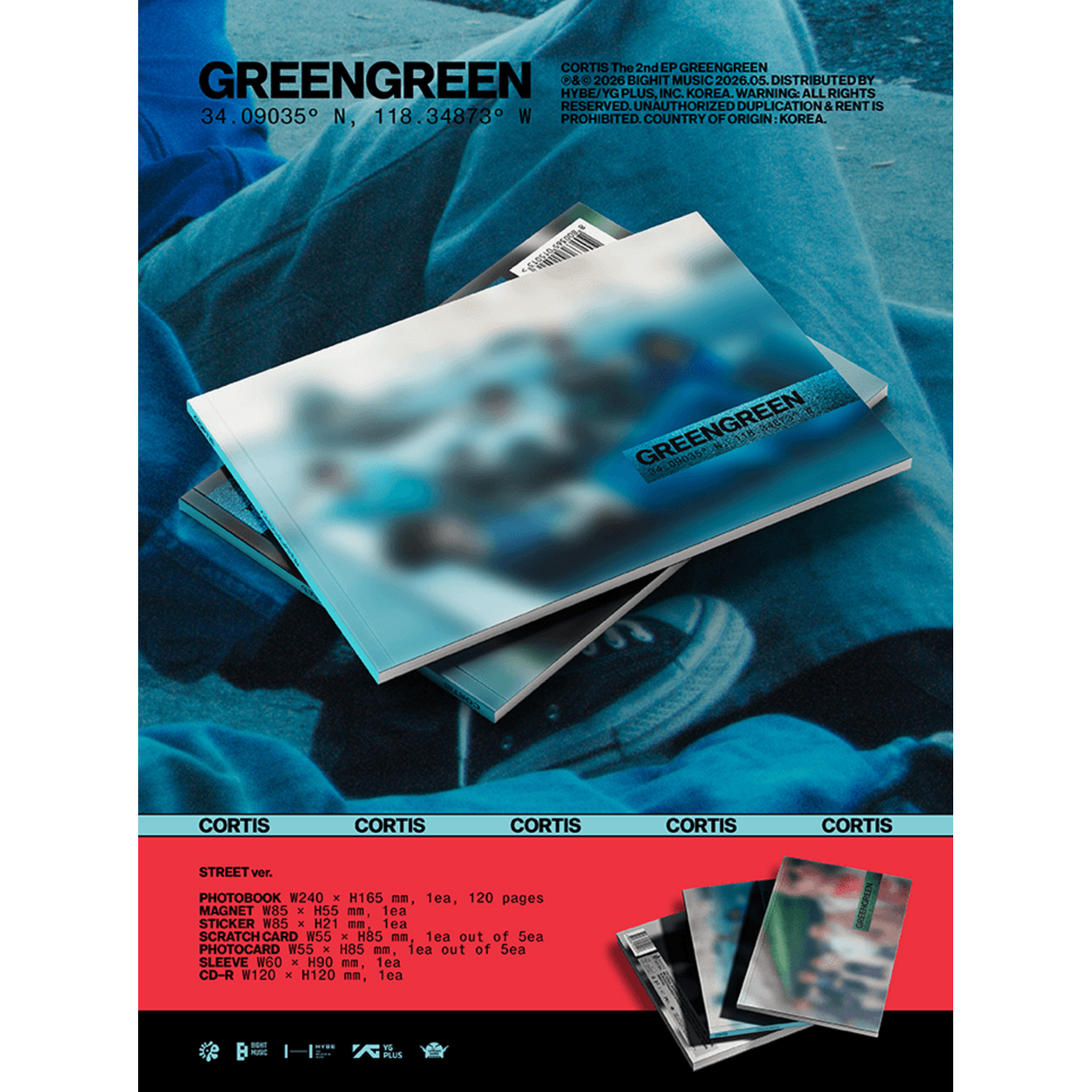 CORTIS [PYPD BIRTHDAY PARTY] CORTIS - The 2nd EP [GREENGREEN] (Photobook Ver.) + Random Photocard (WS)
