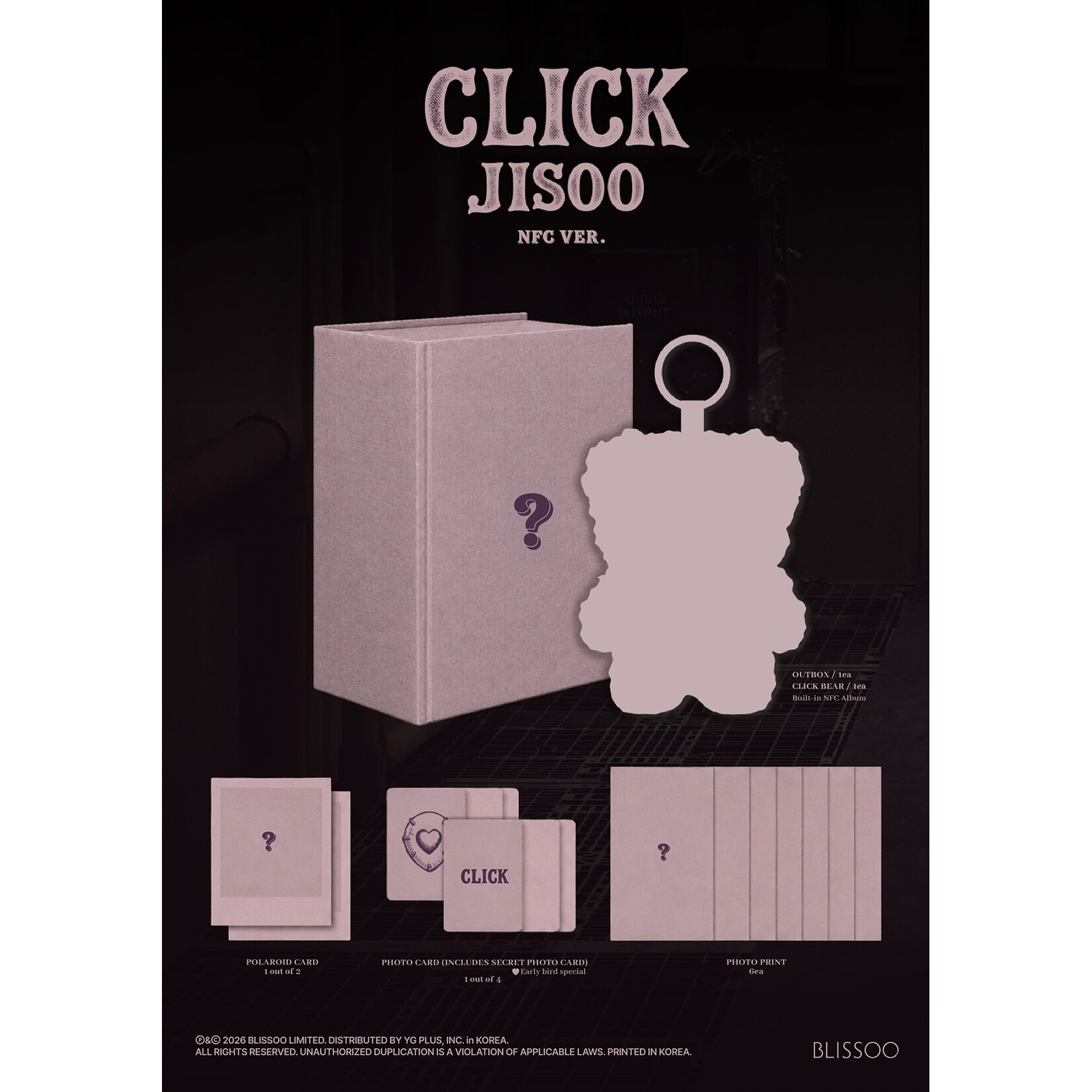 BlackPink JISOO - Single Album [CLICK] (CLICK BABY BEAR NFC VER.)